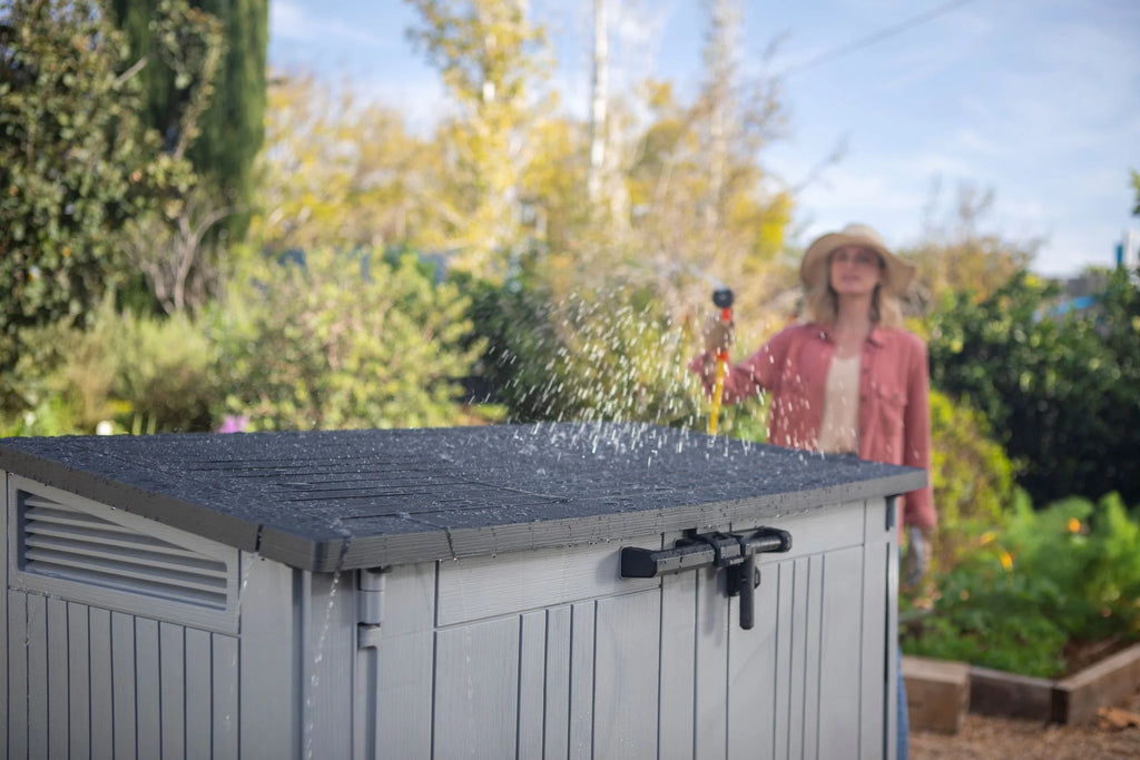 Keter Store-It-Out Prime 4.3 x 3.7 ft. Outdoor Resin Storage Shed with Easy Lift Hinges, Perfect for Yard Tools, Pool Toys and Garden Accessories, Grey
