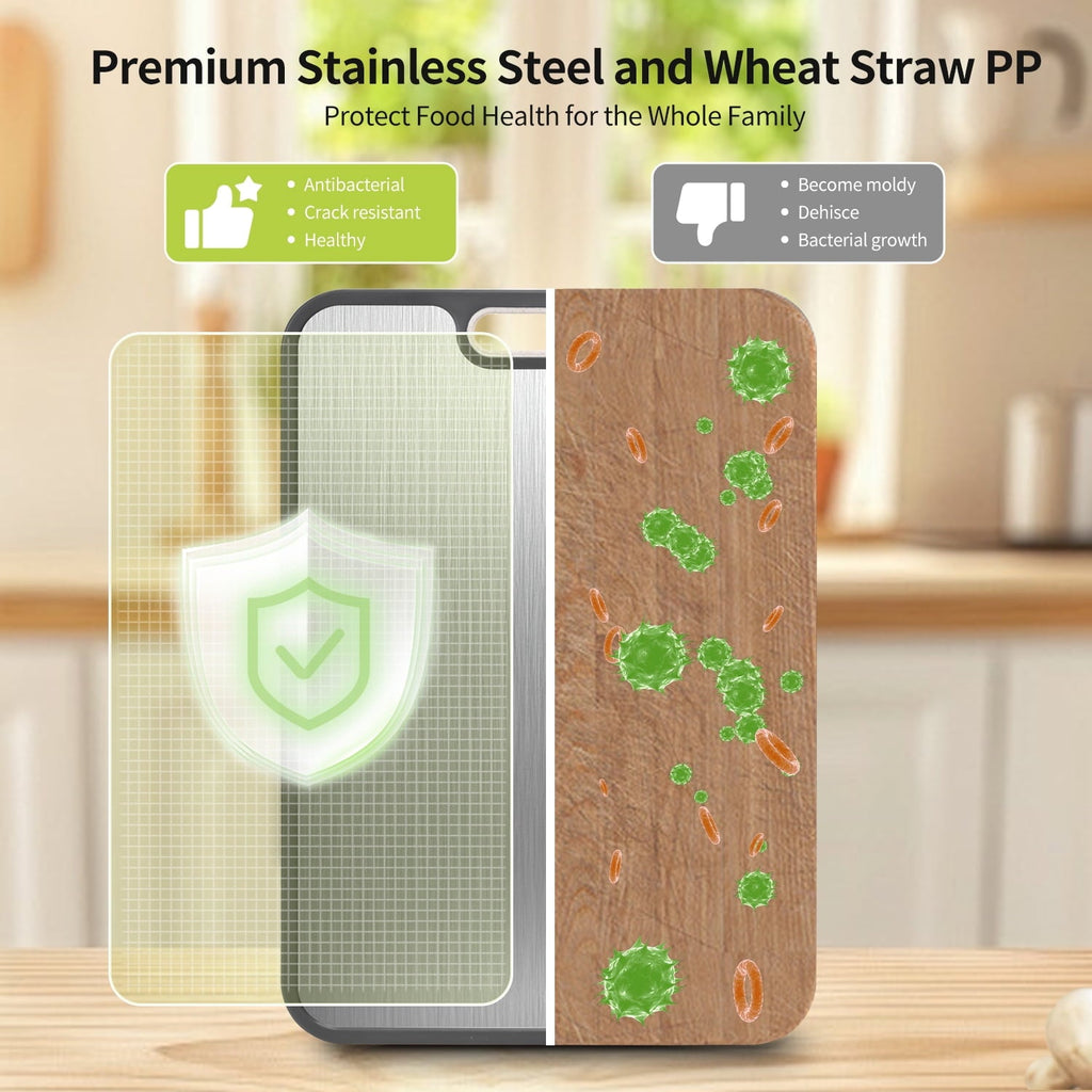 Stainless Steel Cutting Board Large, Double Sided Cutting Board for Kitchen, Non Toxic Chopping Board for Meat, Veget...