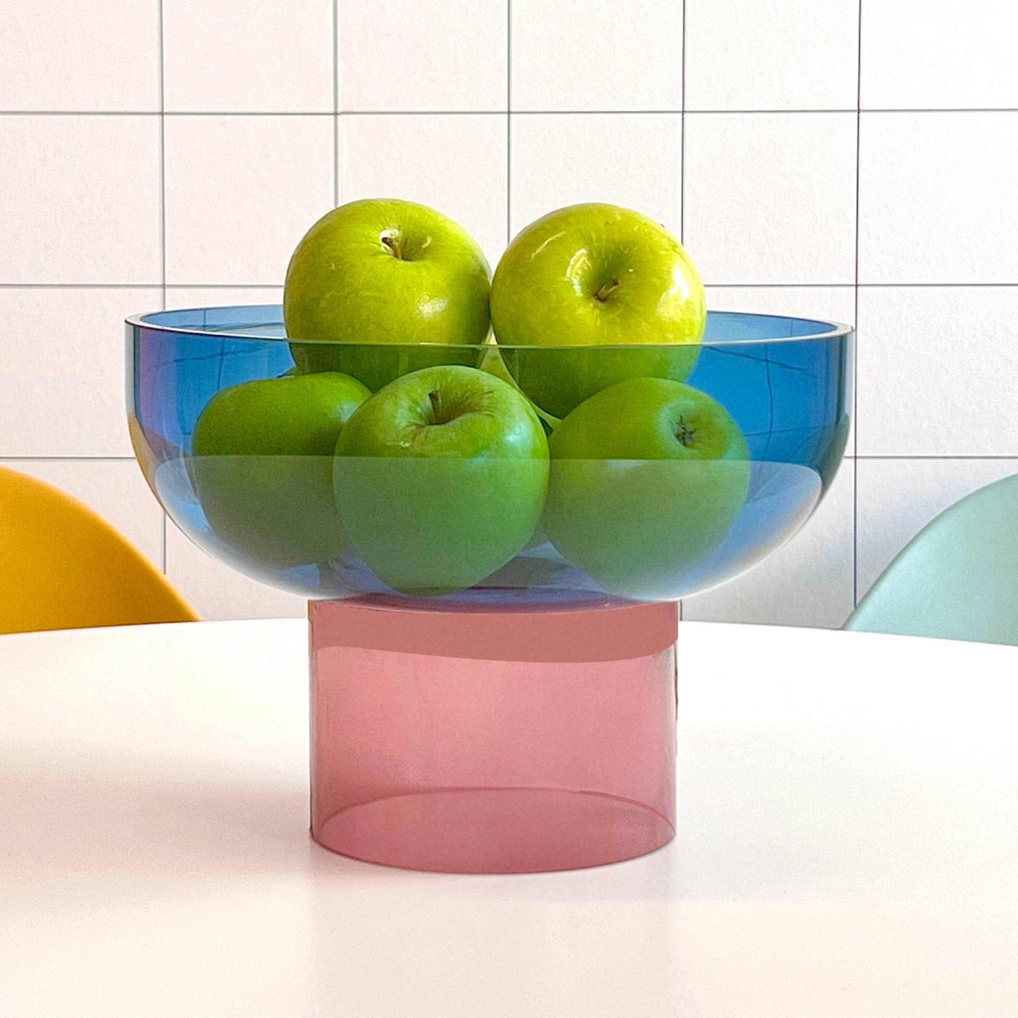 Dual Color Glass Fruit Bowl - Blue/ Pink