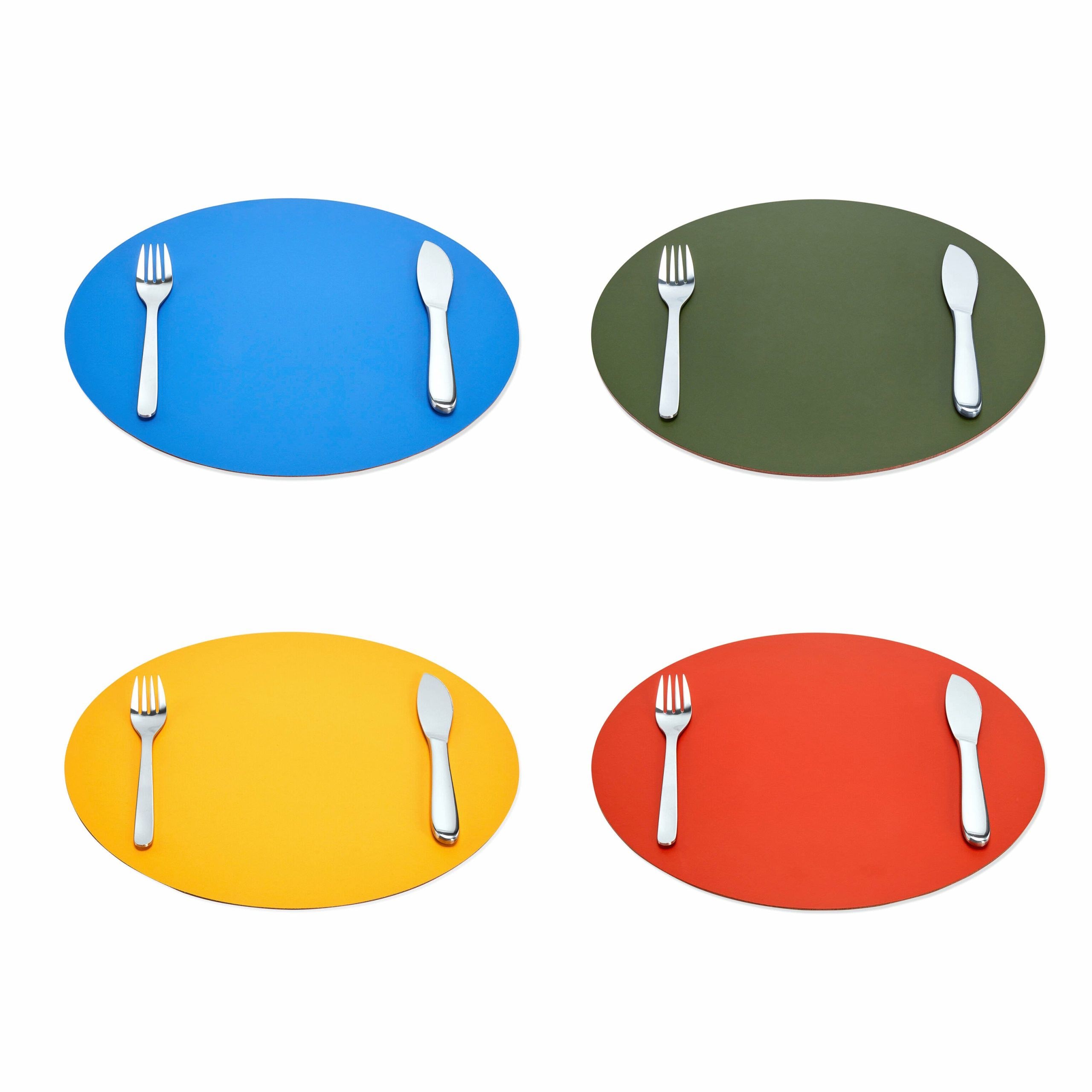 Dual-Sided Recycled Leather Placemat - Green/ Black