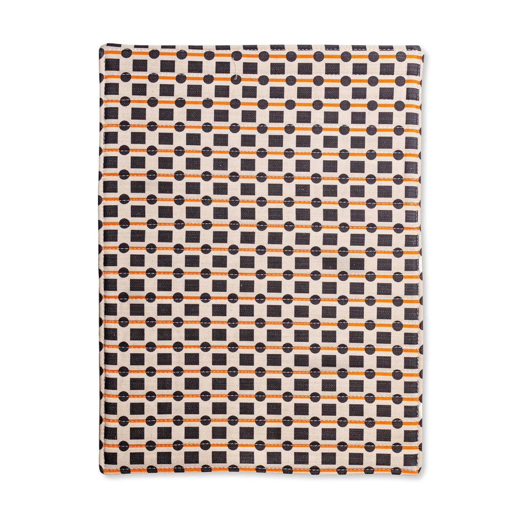 Geometric Cotton &amp; Linen Placemats - Set of 2 - Black/ Orange