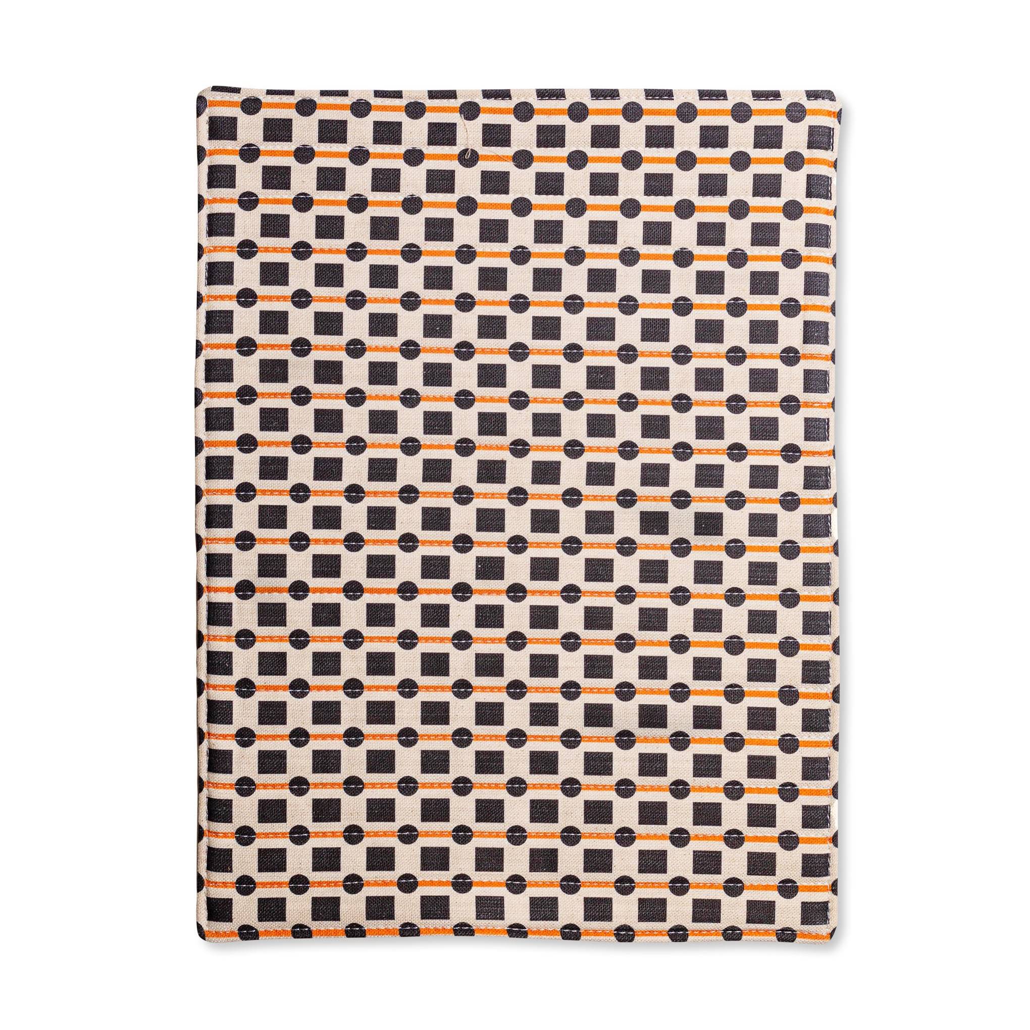 Geometric Cotton &amp; Linen Placemats - Set of 2 - Black/ Orange