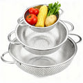 Colander Set of 3, Stainless Steel Micro-Perforated Colanders Strainers for Draining Rinsing Washing, Ideal for Pasta...