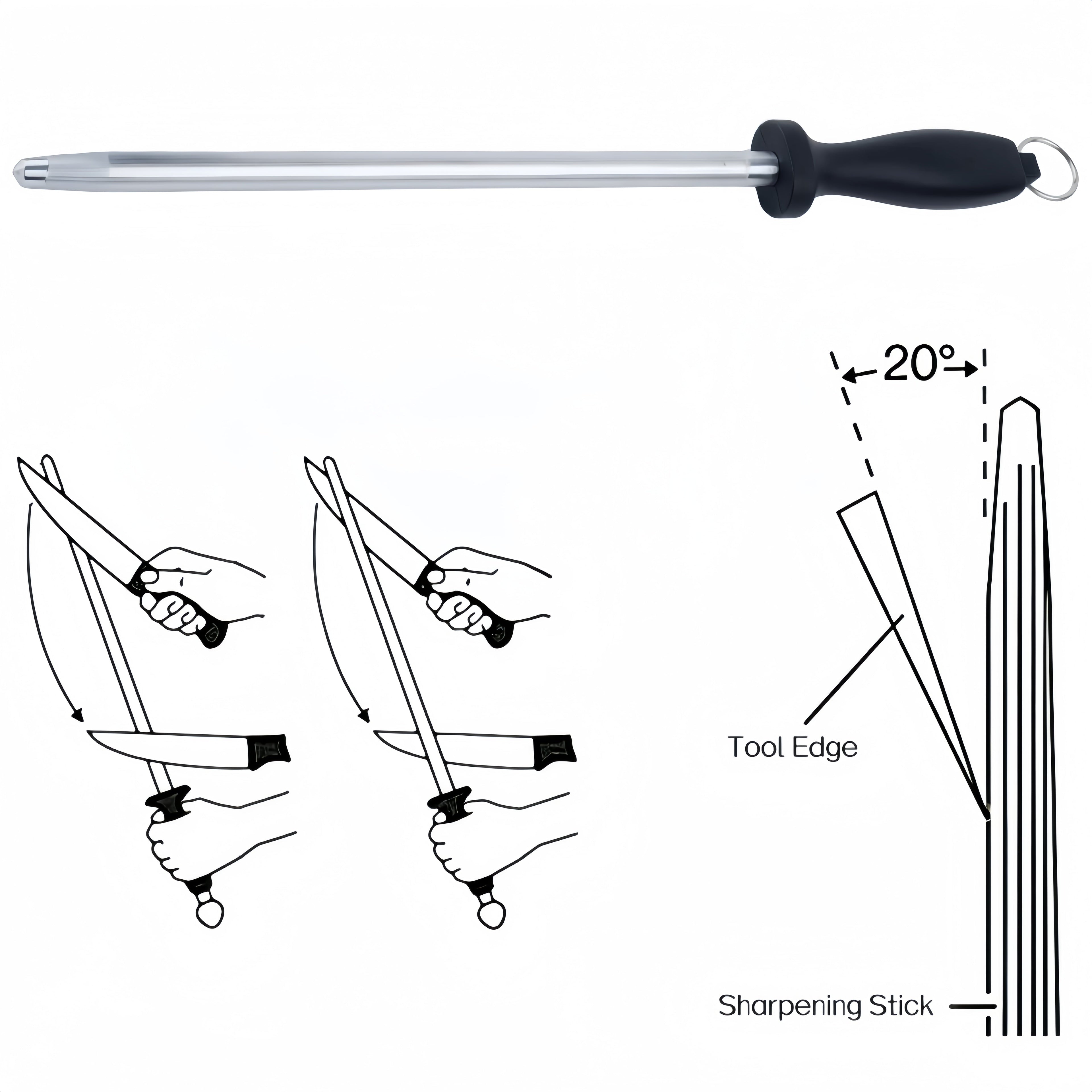 12 Inch Carbon Steel Black Sharpening Steel Knife Sharpeners