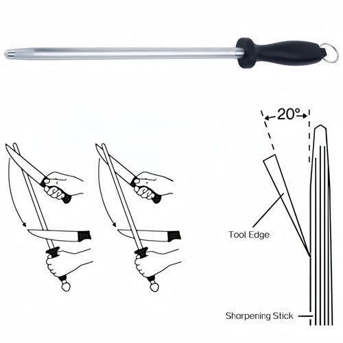 12 Inch Carbon Steel Black Sharpening Steel Knife Sharpeners