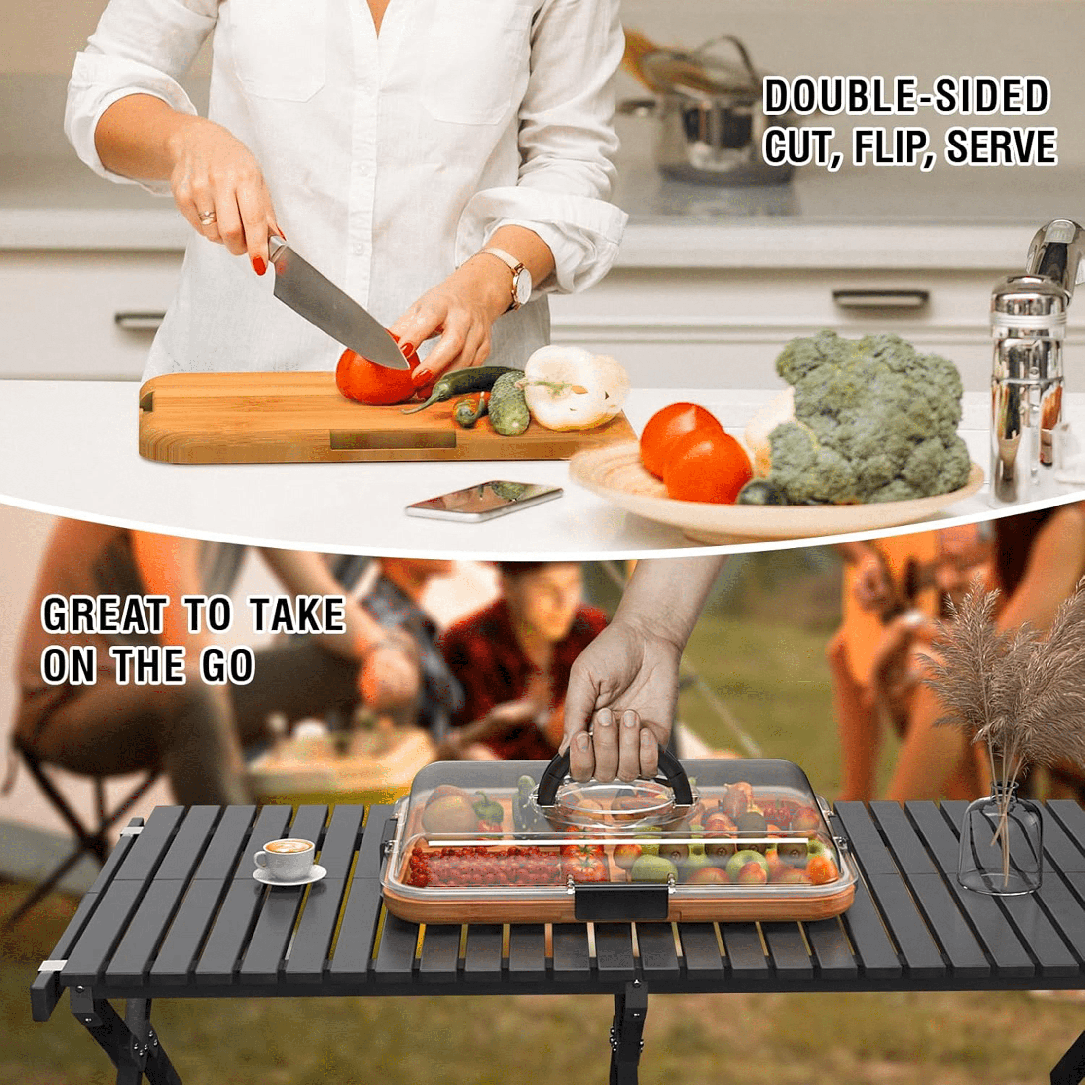 with Clear Lid, Travel Portable Cheese Boxes Cutting Boards for Kitchen (6...