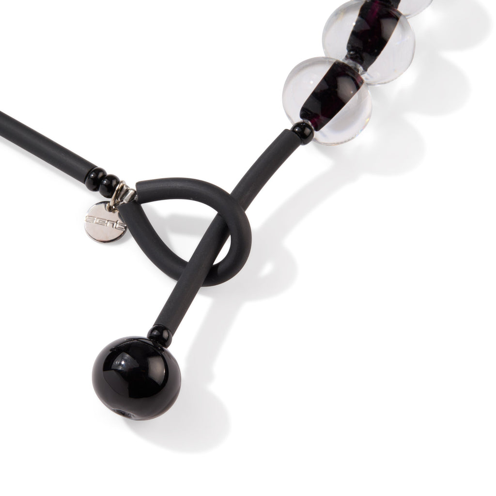 Glass Ball Strip Necklace - Black