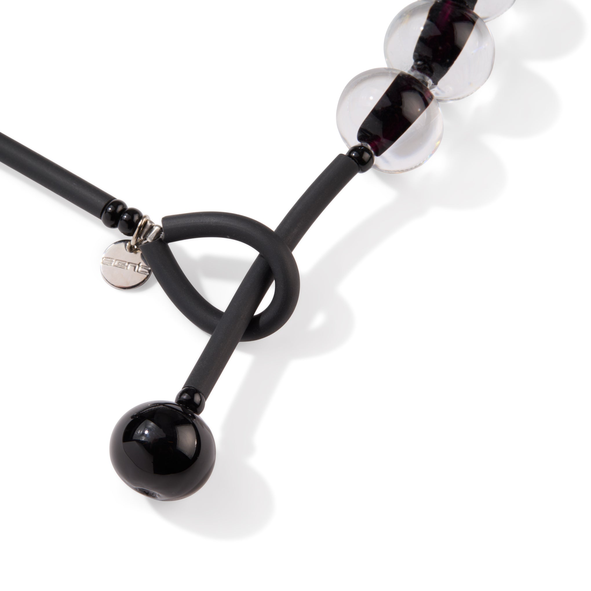 Glass Ball Strip Necklace - Black