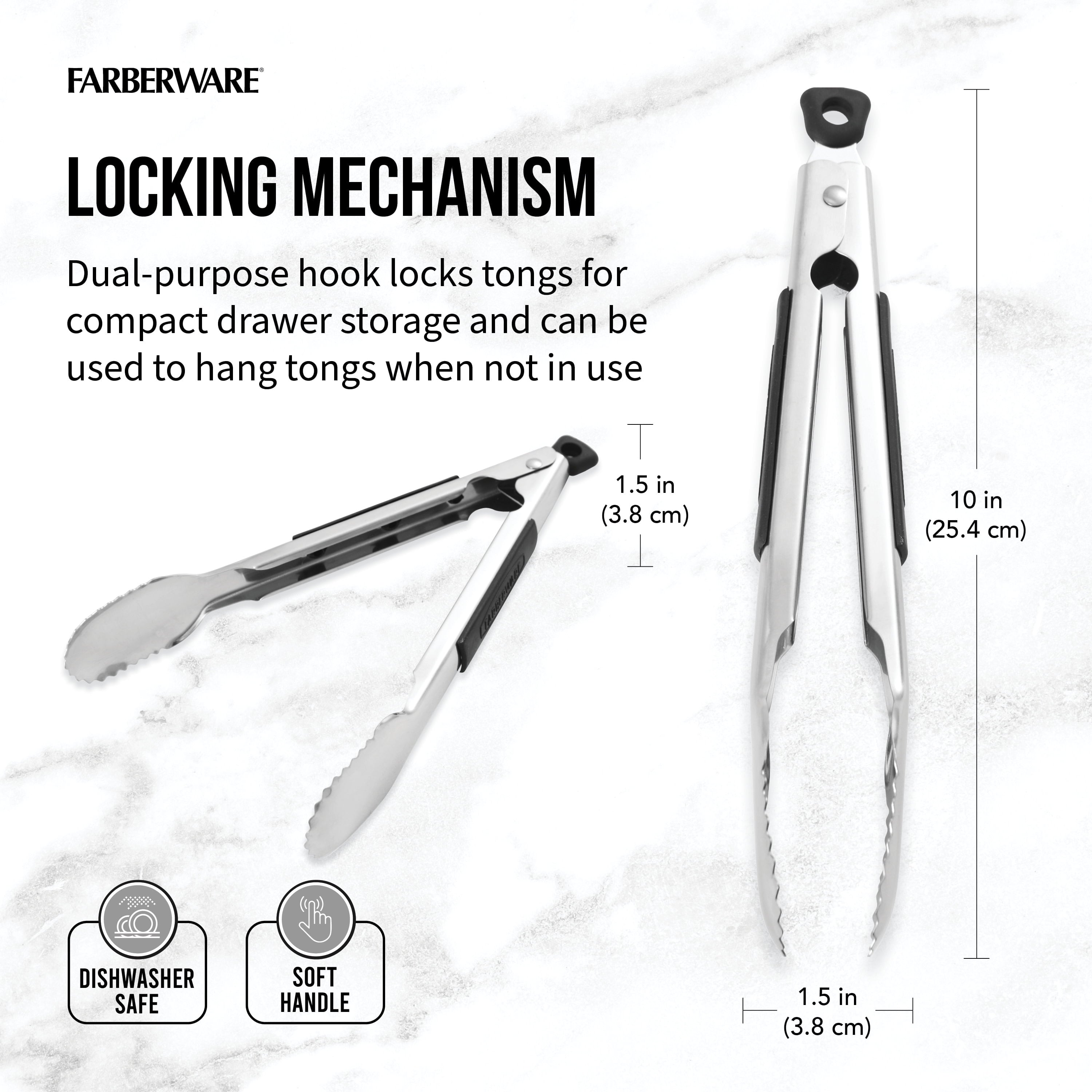 Stainless Steel 9 in Locking Kitchen Food Tongs