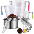 14-Piece Measuring Cups and Spoons Set, Nesting Stainless Steel Measuring Cups Spoons with Plastic Measuring Cup for ...