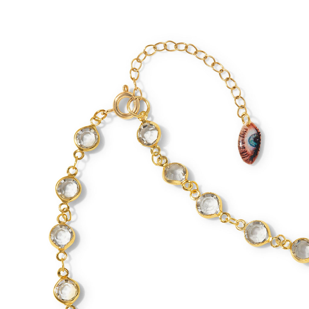 Haricot Vert Crystal Chain NYC Pendant Necklace