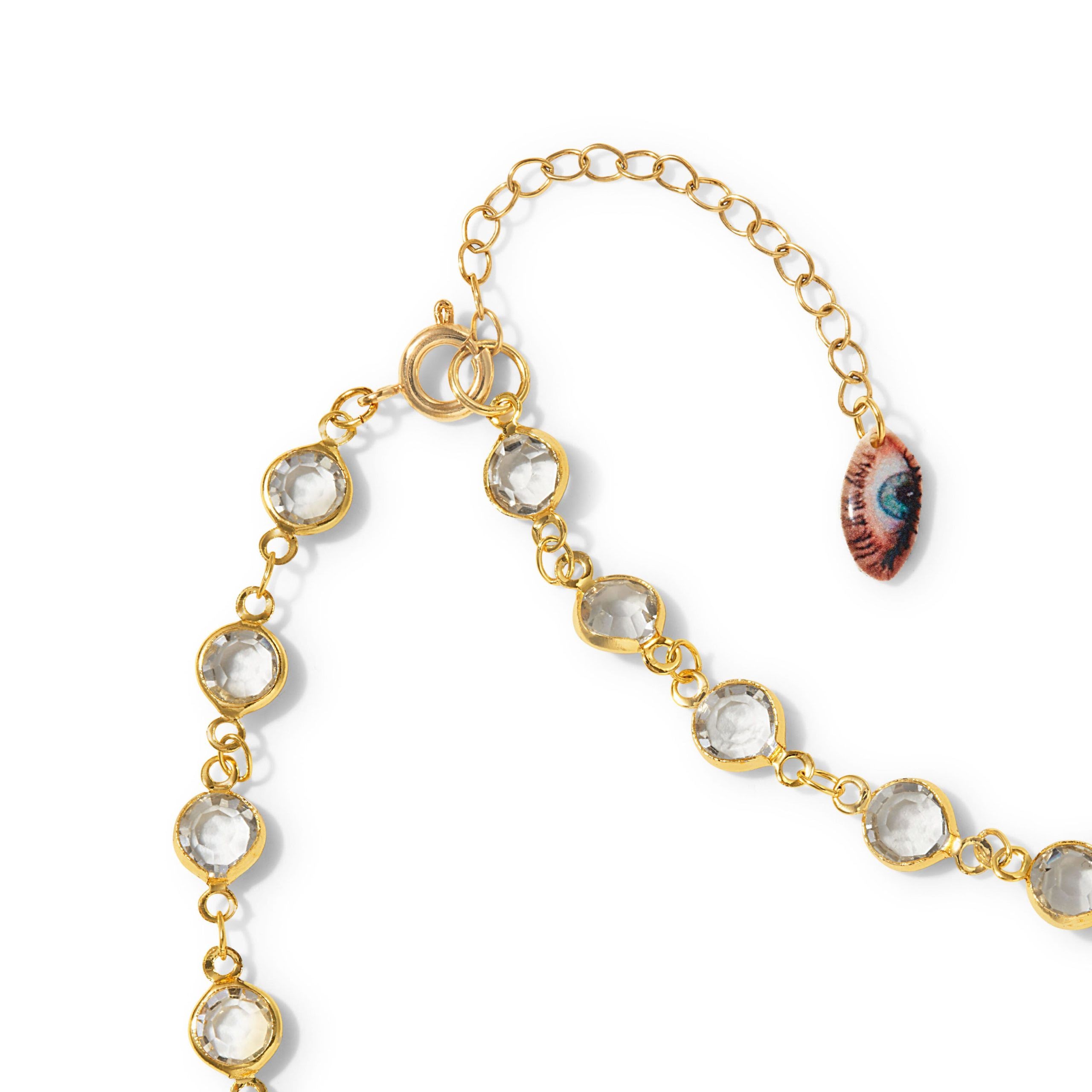 Haricot Vert Crystal Chain NYC Pendant Necklace