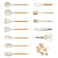 17-Piece Silicone and Wood Cooking Utensil Set, Heat-Resistant, Safe for Nonstick Cookware