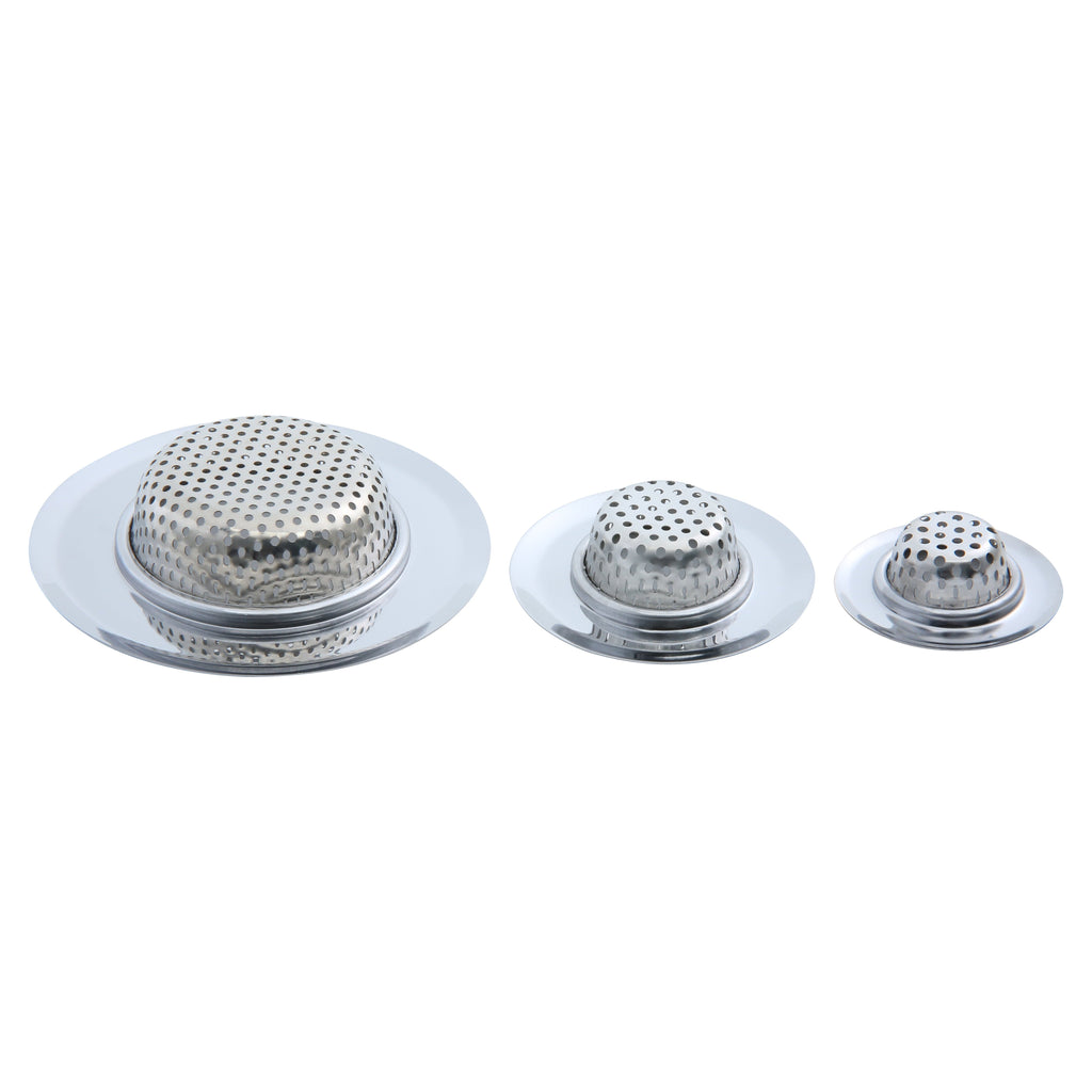 Stainless Steel Kitchen Sink Drain Strainer Set 3 Pack 4.45", 2.95", 2.1" Silver