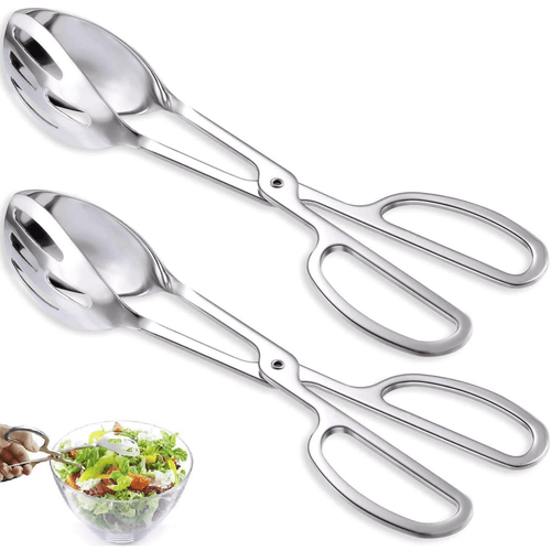 2 Pcs Salad Tongs, 10'' Stainless Steel Kitchen Tongs, for Baking Cake Buffet Pasta Restaurant Home Kitchen Gadg...
