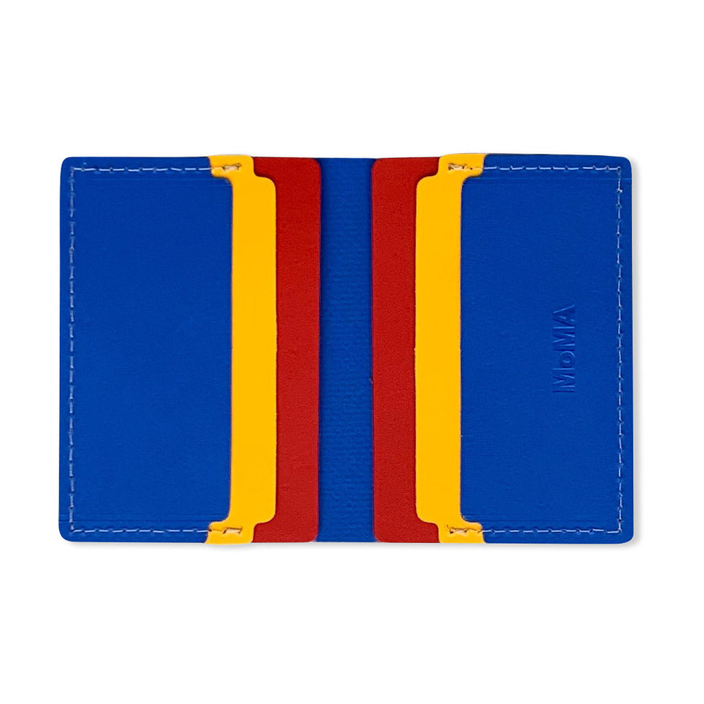 Primary Recycled Leather Wallet - Blue/ Red