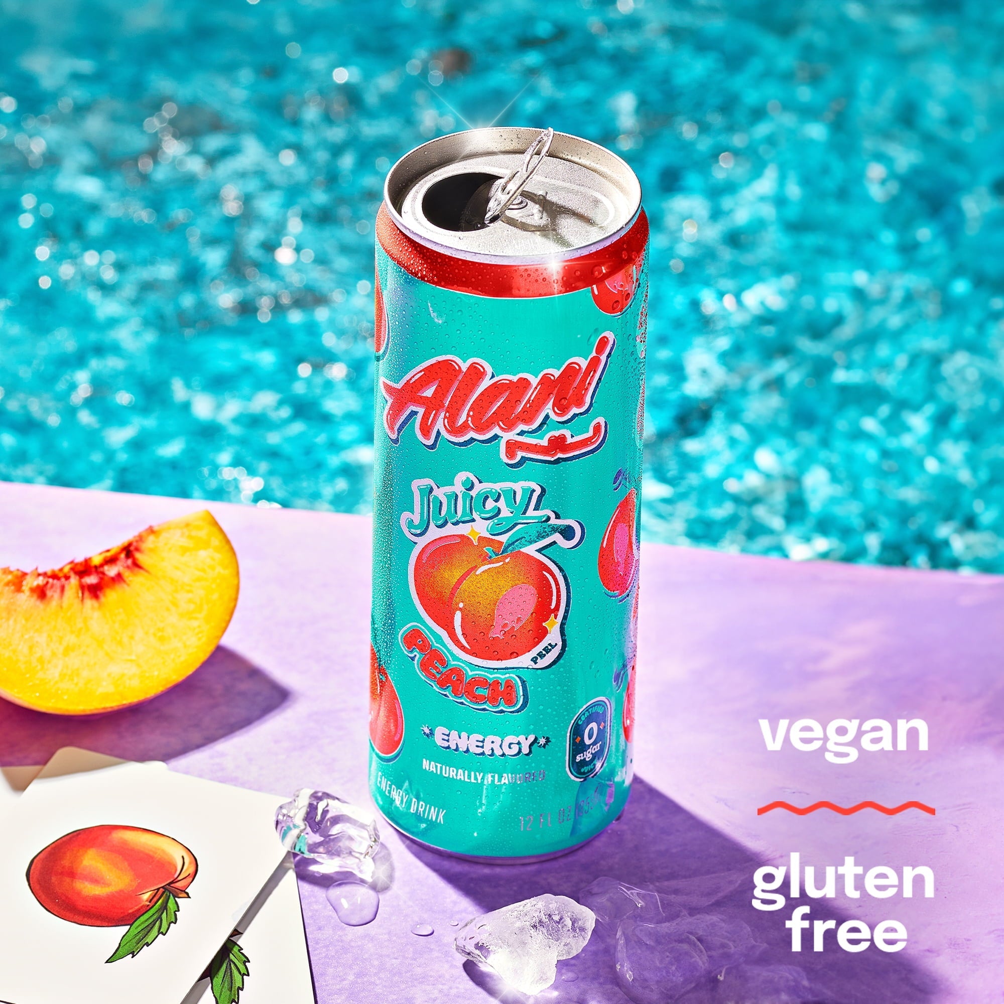 Sugar Free Energy Drink, Juicy Peach, 12 fl oz, 6 Pack, Cans, 200mg Caffeine