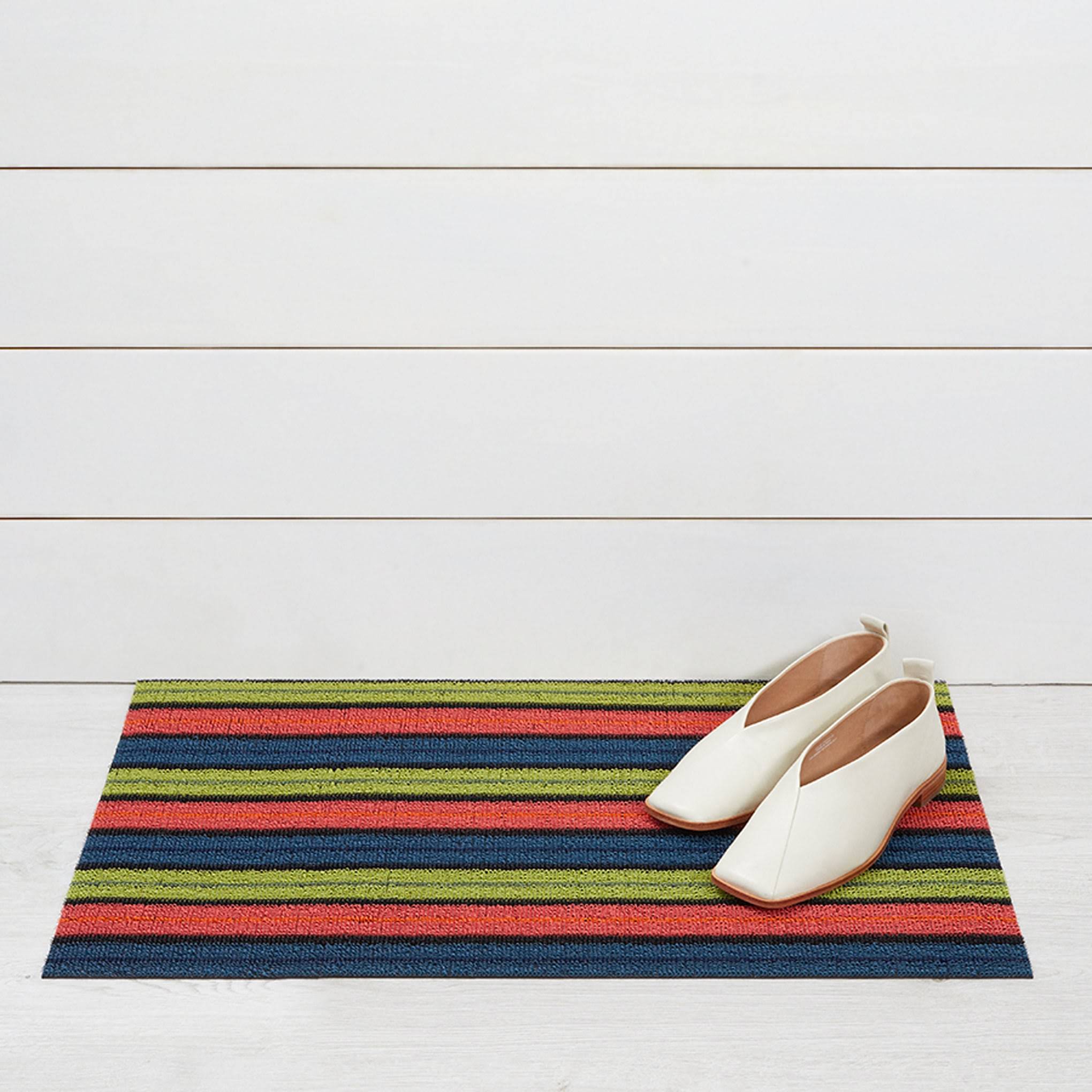 Chilewich Ribbon Stripe Shag Floor Mat - Limelight