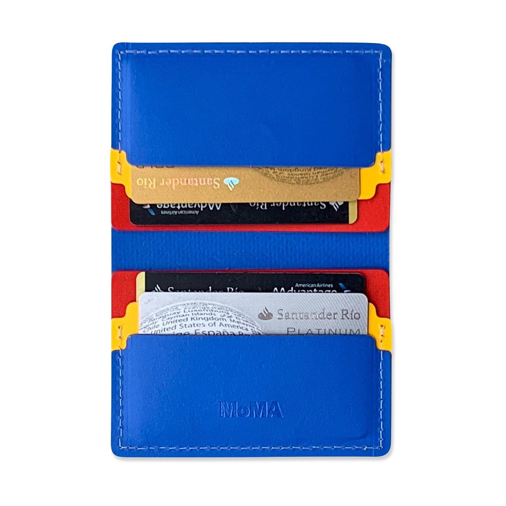 Primary Recycled Leather Wallet - Blue/ Red