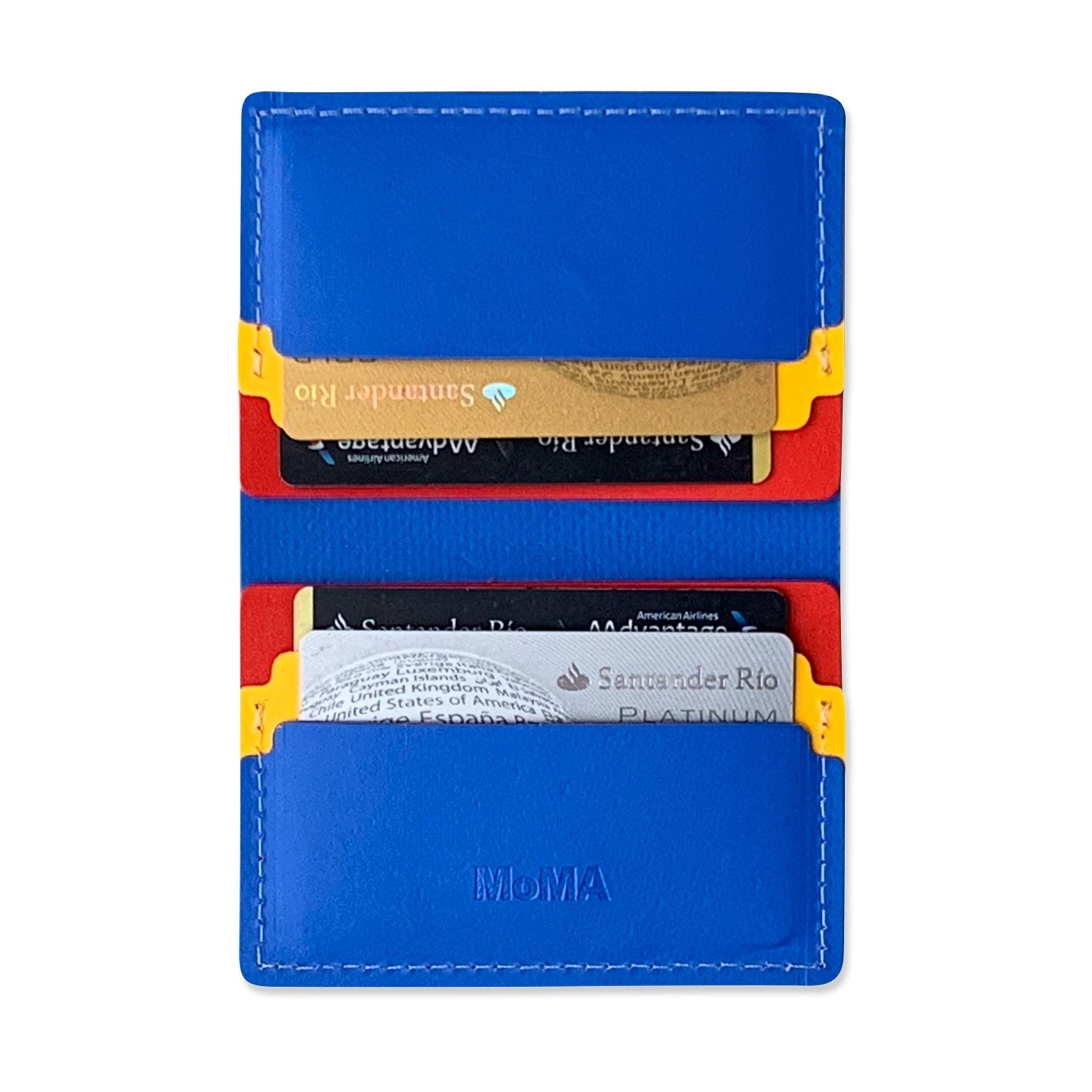 Primary Recycled Leather Wallet - Blue/ Red