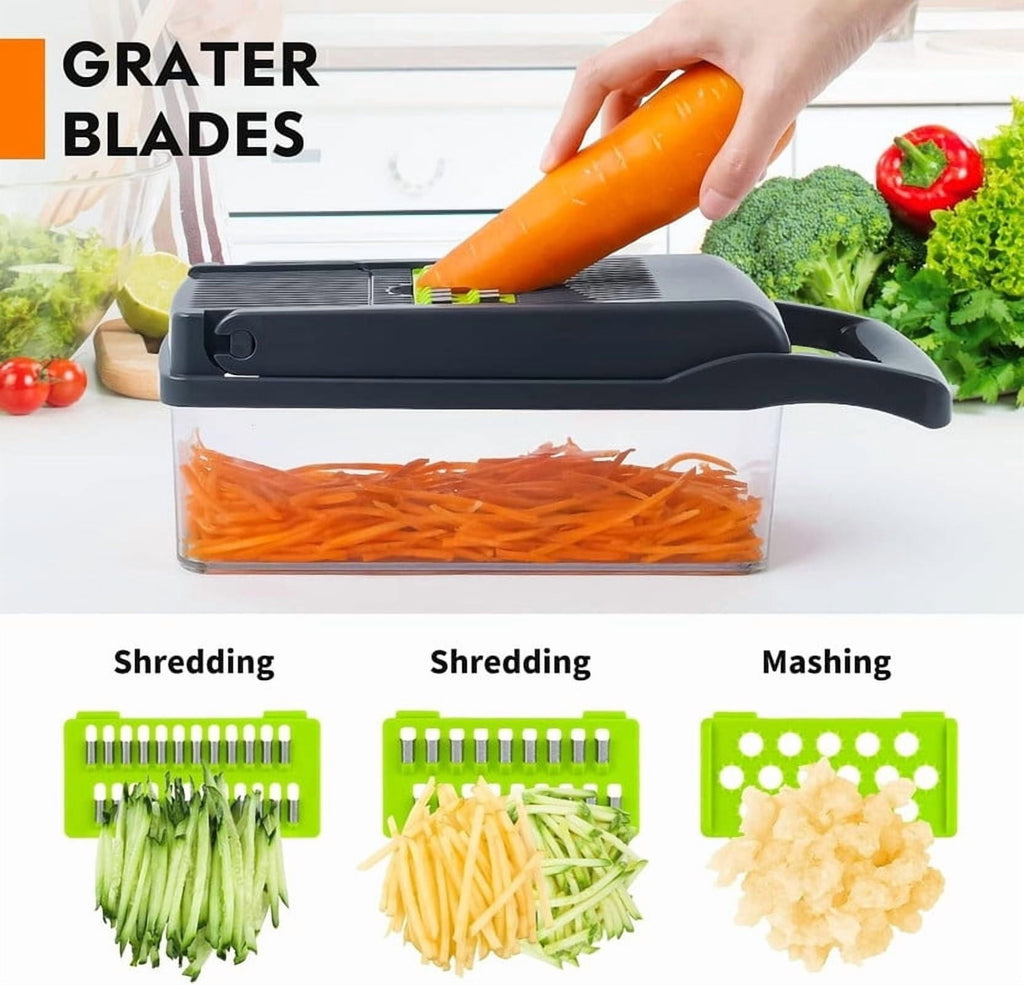 Vegetable Chopper Cutter Slicer Multifunctional 15-in-1 Food Veggie Salad Onion Chopper Cutter Dicer with Container, ...
