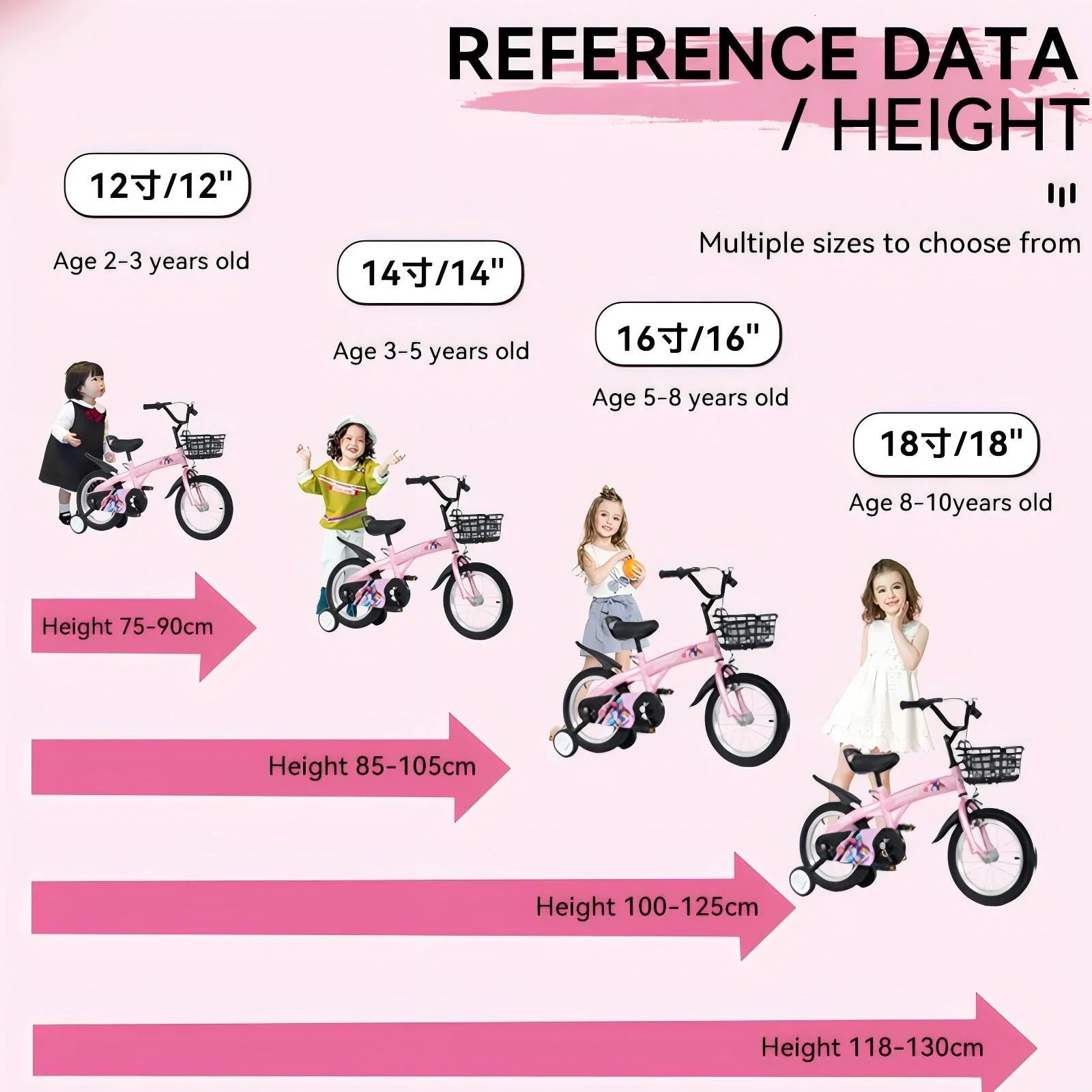 Baprem 18" Girls Bike for 5-9 Years Old Kids, Cute Kids Bike with Training Wheels, Steel Frame Sporty Children Bicycle, Pink