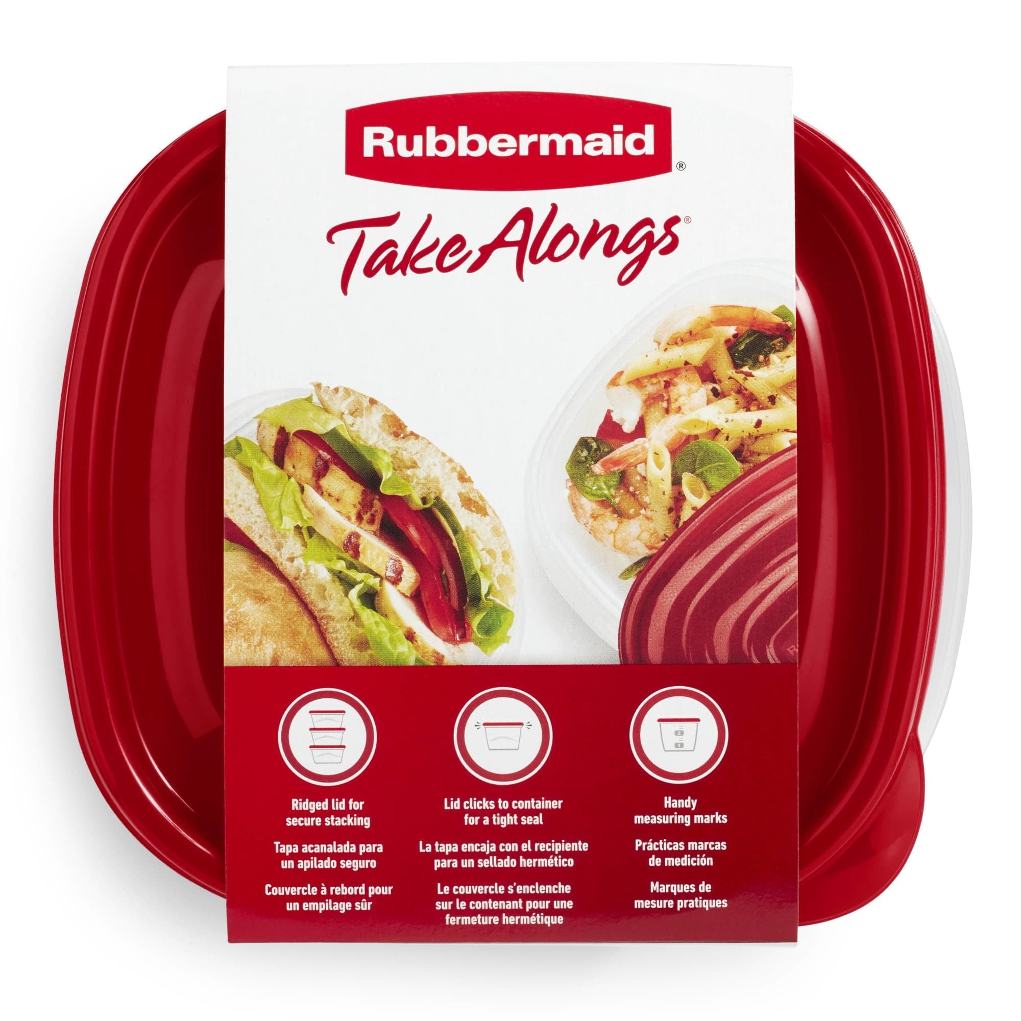 Square Food Storage Containers, Ruby Red, 10 pack