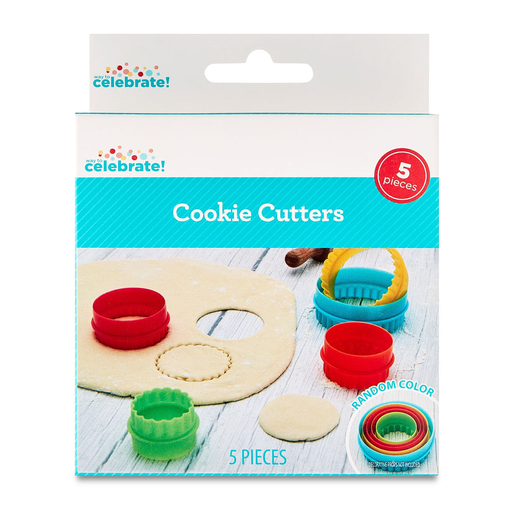 Round Double-Sided Plastic Cookie Cutter Set, 5 Pieces
