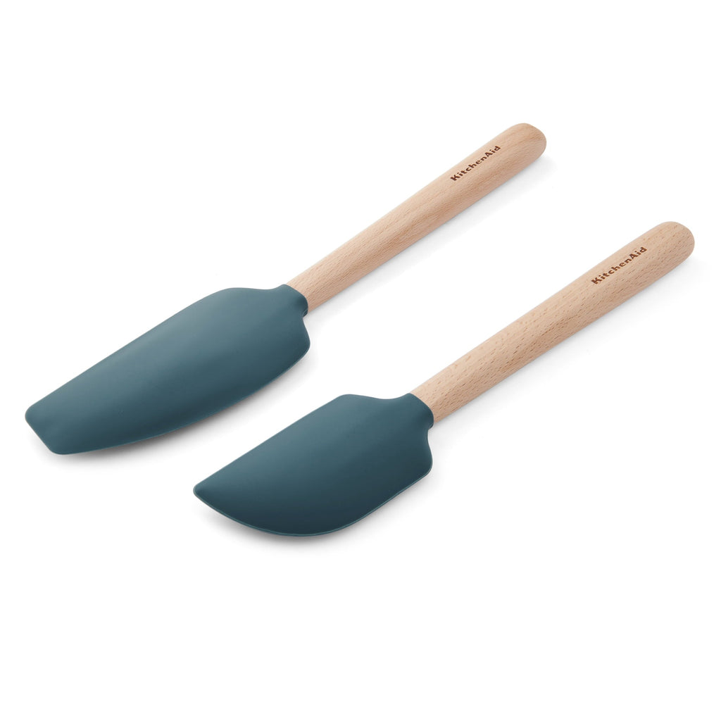 2-Piece Silicone Mixing Spatula and Scraper Set for Cooking, Agave