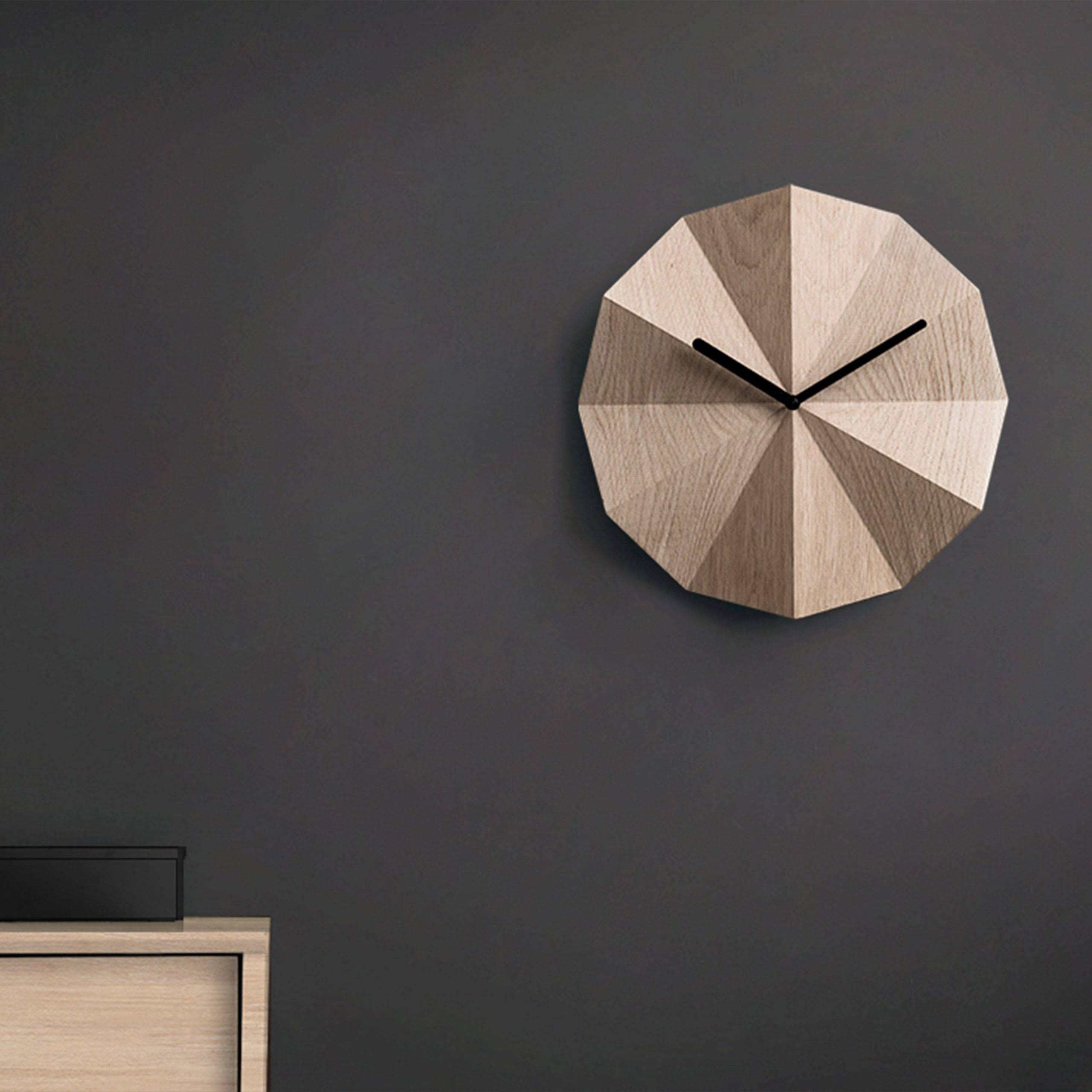 Delta Wall Clock - Oak/ Black