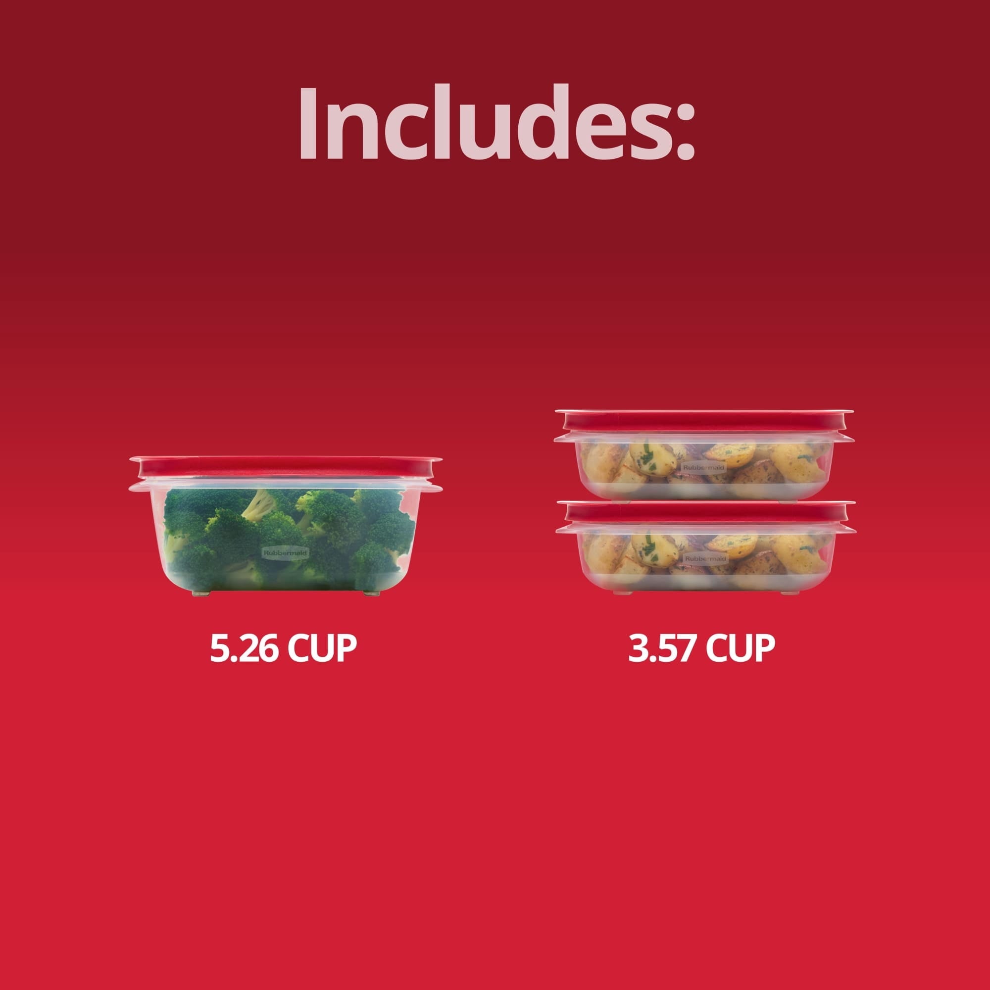 3.57-Cup (2) and 5.26-Cup EasyStore Rectangle Containers, 3 Pack, Food Storage Containers, Food Storage Containers wi...