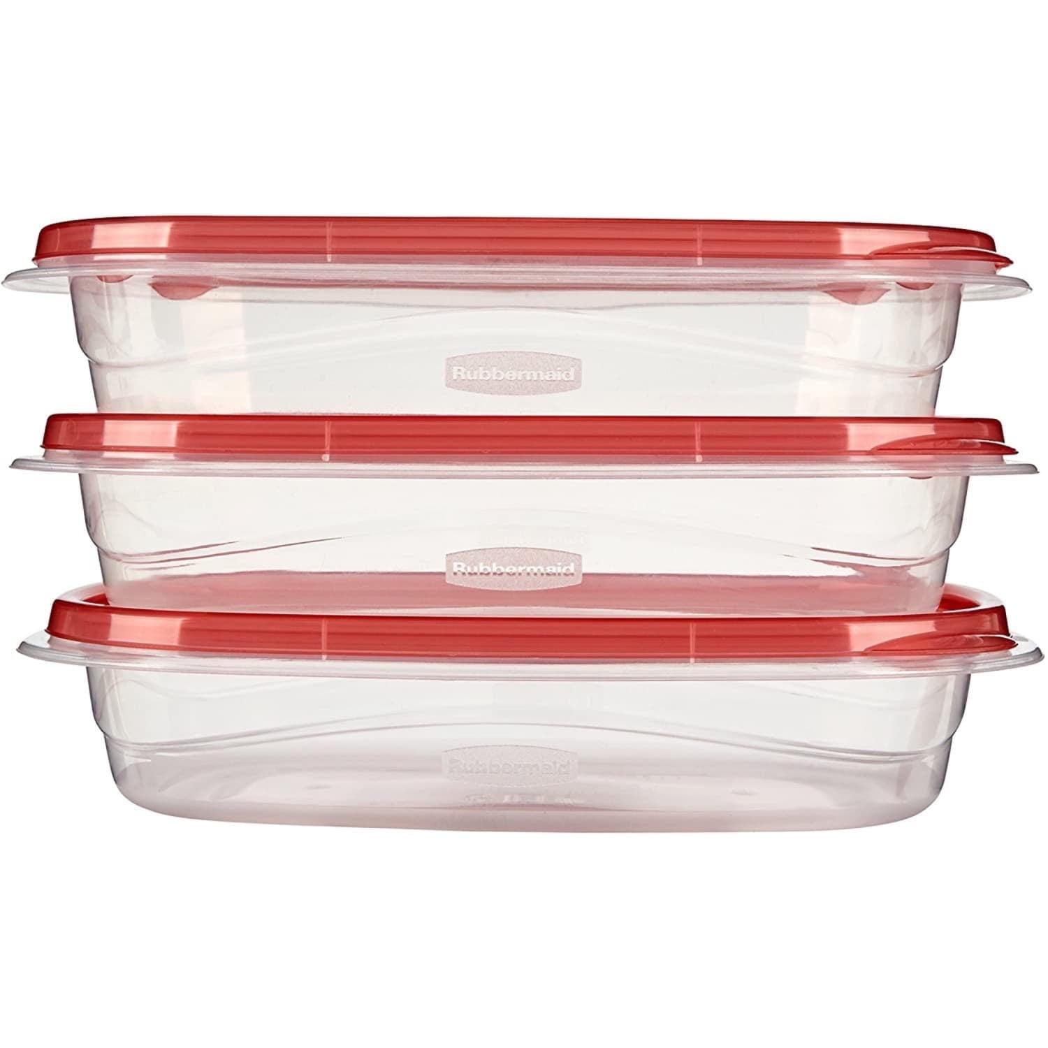 4.0-Cup Rectangle Food Storage Containers, Ruby Red, 3 pack