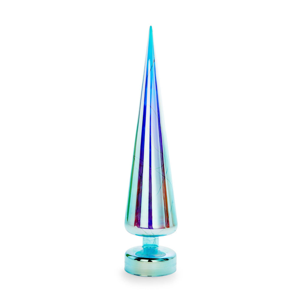MoMA LED Glass Lighted Tree- Large - Teal Iridescent