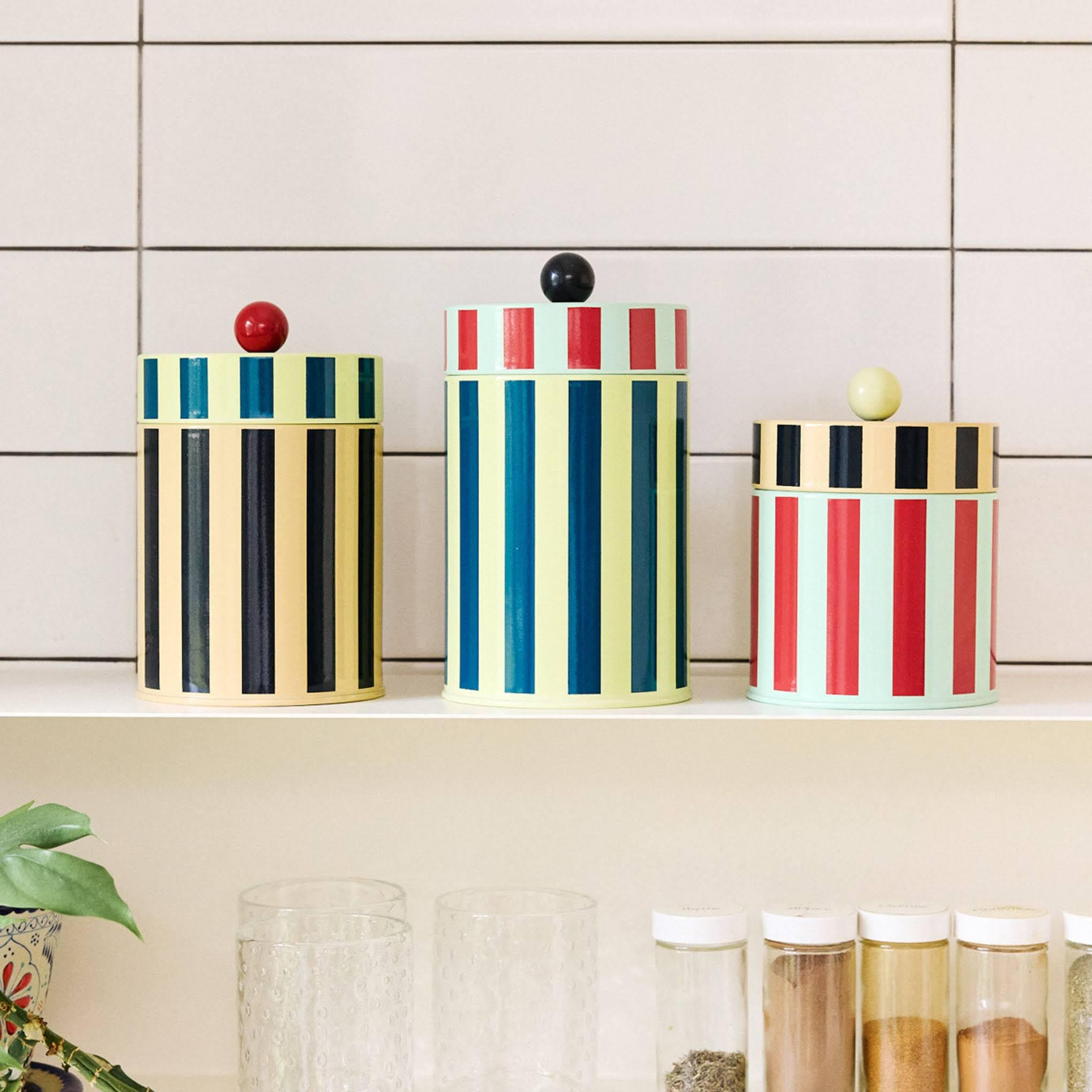 Dusen Dusen Striped Canister - Orange/ Black