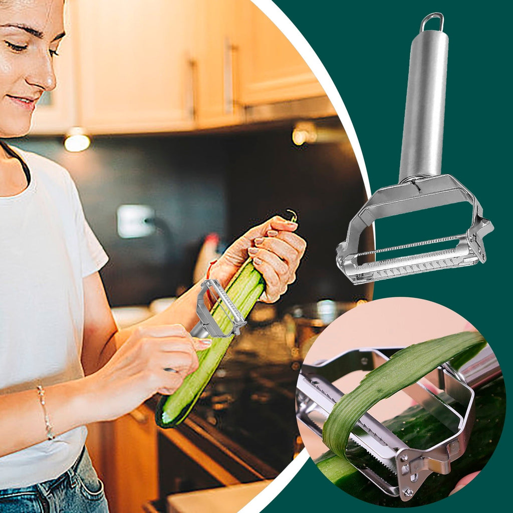 Stainless Steel Dual Blade Vegetable Peeler - Commercial Grade Julienne Cutter, Slicer, Shredder, Scraper - Fruit, Po...