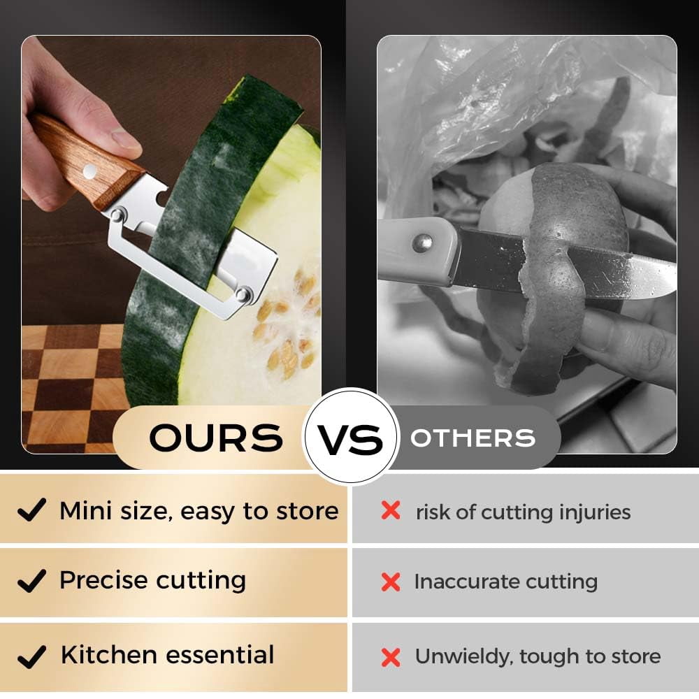 Vegetable Peeler for Kitchen, Stainless Steel Blade with Wooden Handle, Manual Fruit Potato Apple Pe...