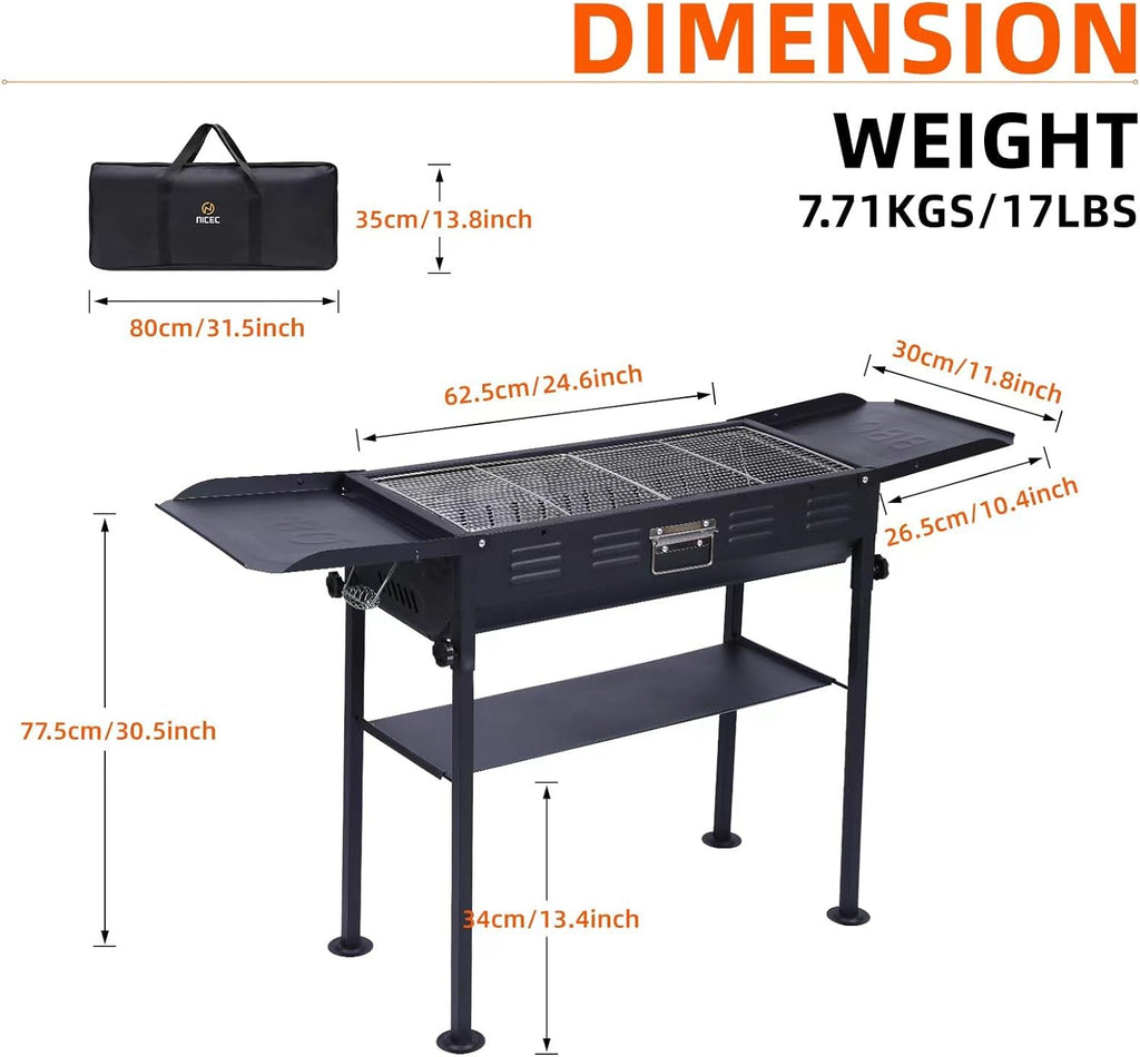 Portable Charcoal Grill Folding Camping Grills + Camping Kitchen Station Camping Table Picnic Table Grill Table Folding Table