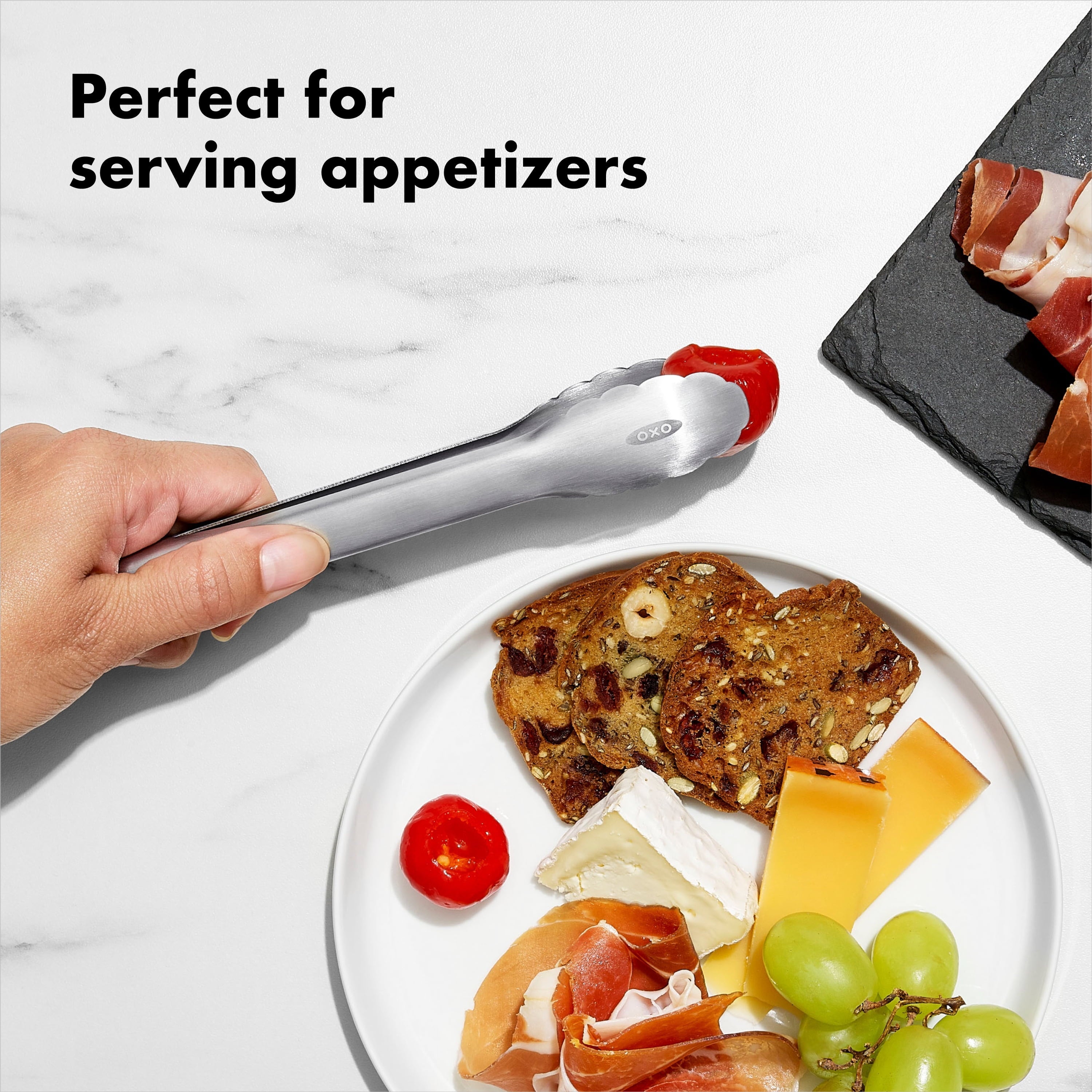 Stainless Steel Mini 7-inch Food Tong with Locking Handle