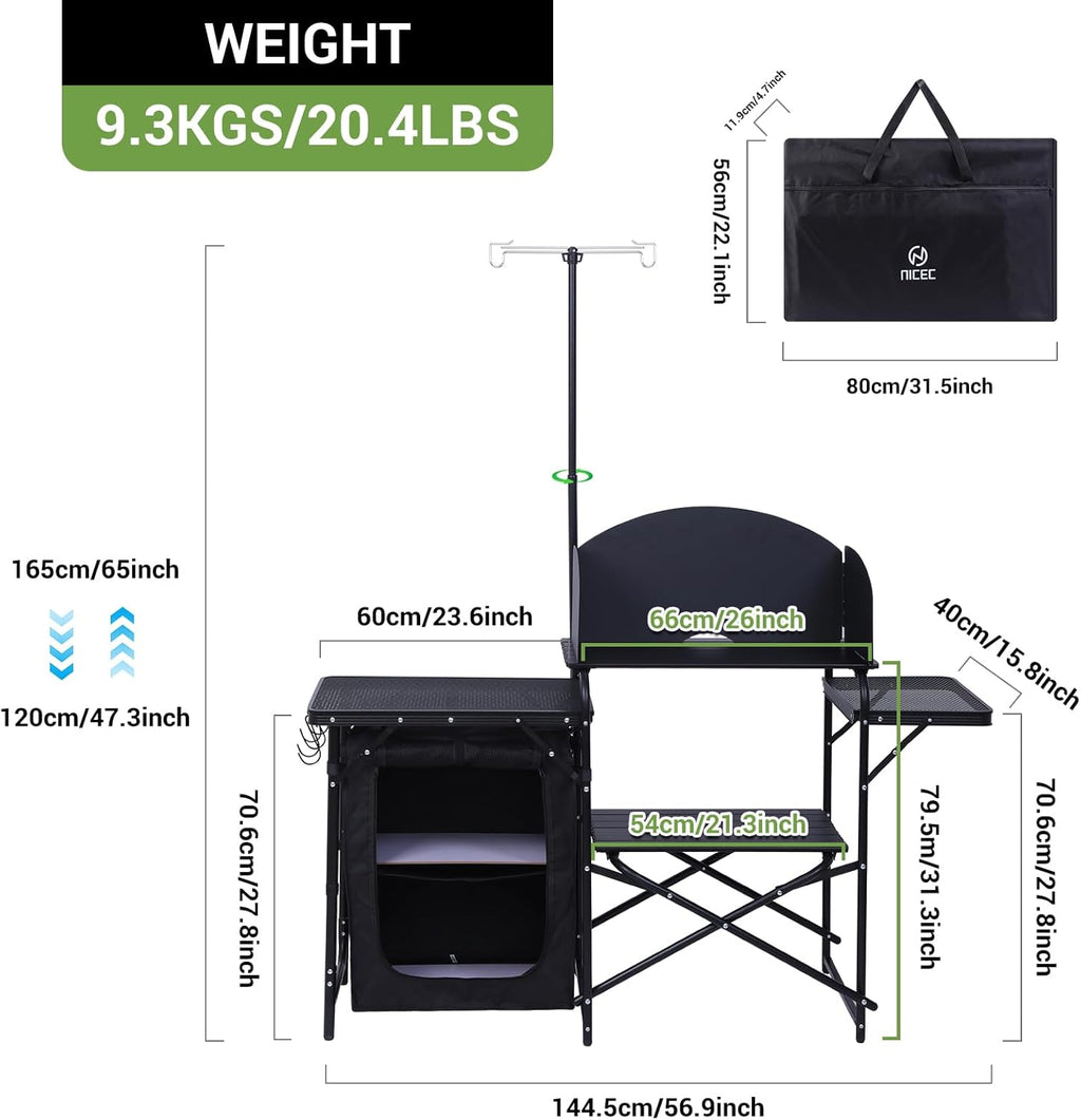 Portable Charcoal Grill Folding Camping Grills + Camping Kitchen Station Camping Table Picnic Table Grill Table Folding Table