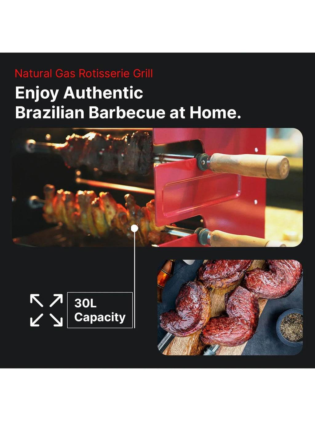 Brazilian Flame Churrasco? Gas Rotisserie Oven Grill Roaster with Auto Rotating Skewers for Rotisserie Chicken Brazilian Style BBQ and Churrasco Shawarma Machine Propane Grill - 2024 Series