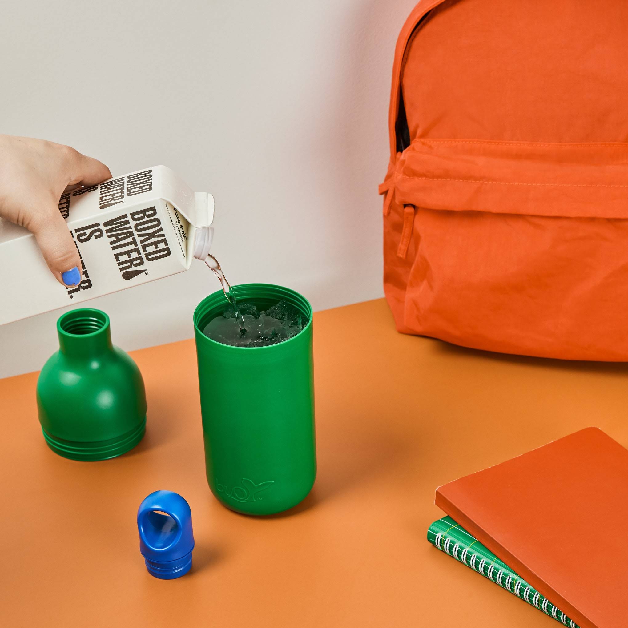 Buoy Recycled Ocean Plastic Water Bottle - Green/ Blue