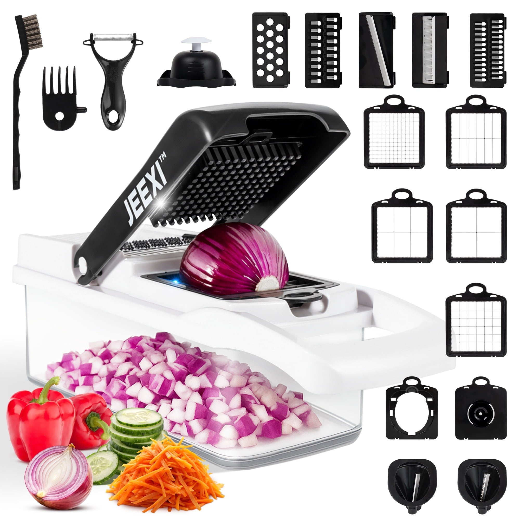 Vegetable Chopper, Multi-functional Onion Chopper, Veggie Chopper w/ Stainless Steel Blades, Vegetable Slic...