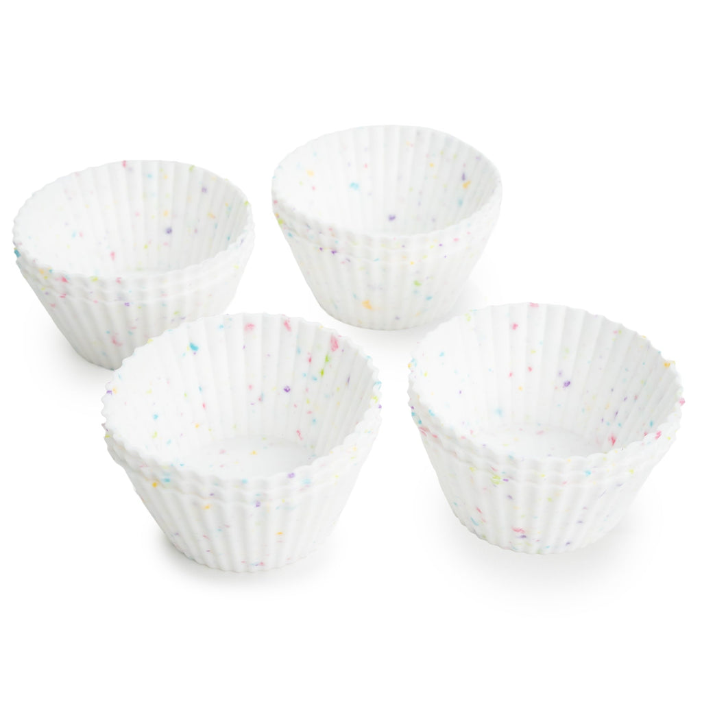 Reusable Non-Stick Silicone Baking Cups (12 Pack) - Standard Size - Confetti