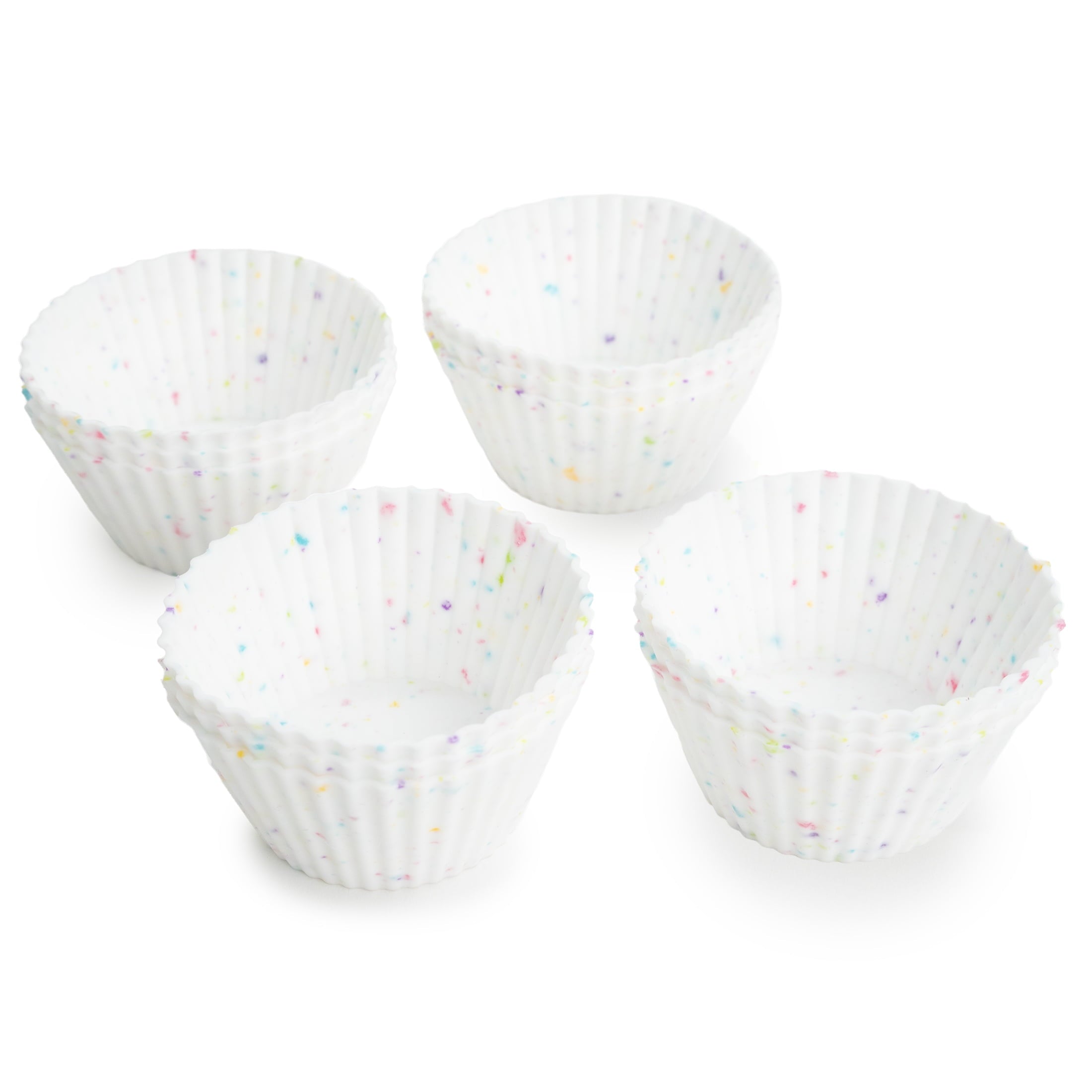 Reusable Non-Stick Silicone Baking Cups (12 Pack) - Standard Size - Confetti
