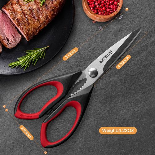 2 Pcs Kitchen Scissors, Heavy Duty Shears with Serrated Blade, Ergonomic Handle Food Scissor for Poultry, H...