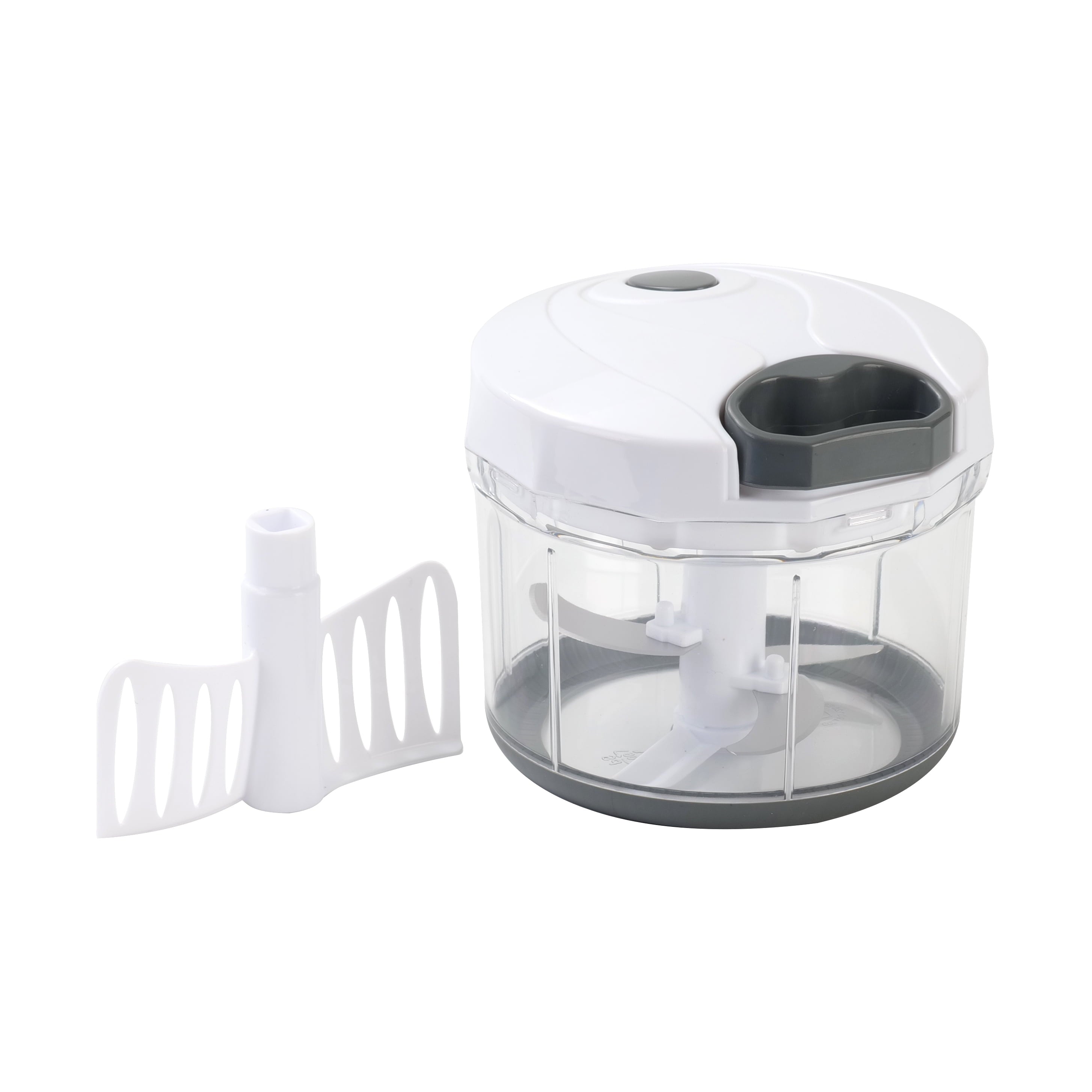 1qt Quick Pull Chopper, BPA free , SS Blades, Food Contact Safe Material , White & Grey, Weight 320g