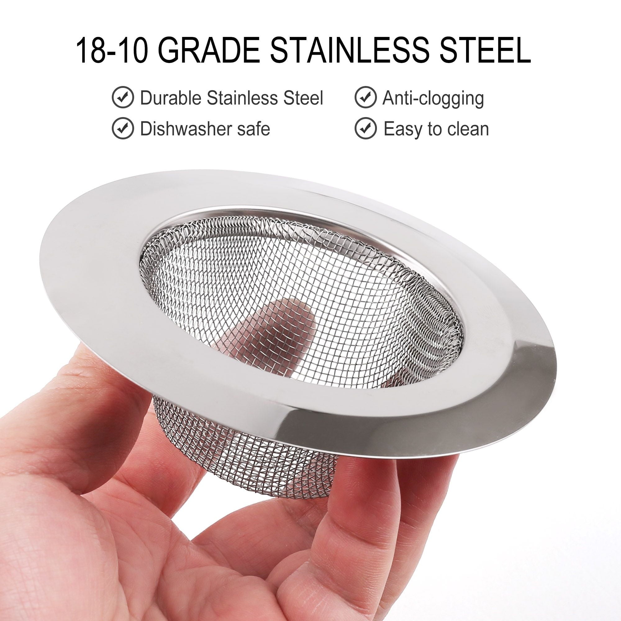 2 Kitchen Sink Strainer, 4.5 in Stainless Steel Mesh Drain Strainer, Silver