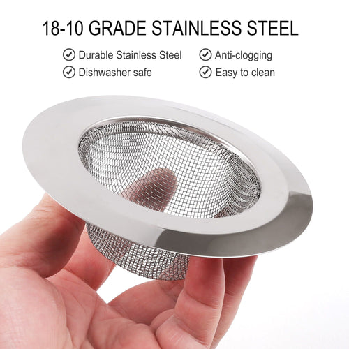 2 Kitchen Sink Strainer, 4.5 in Stainless Steel Mesh Drain Strainer, Silver