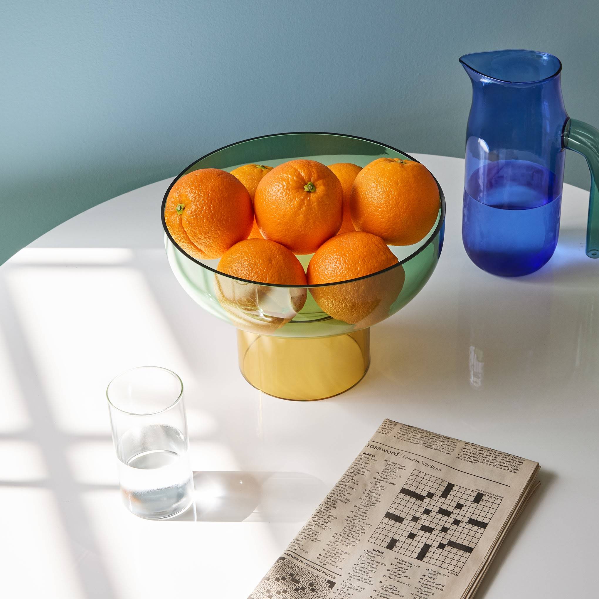 Dual Color Glass Fruit Bowl - Green/ Yellow