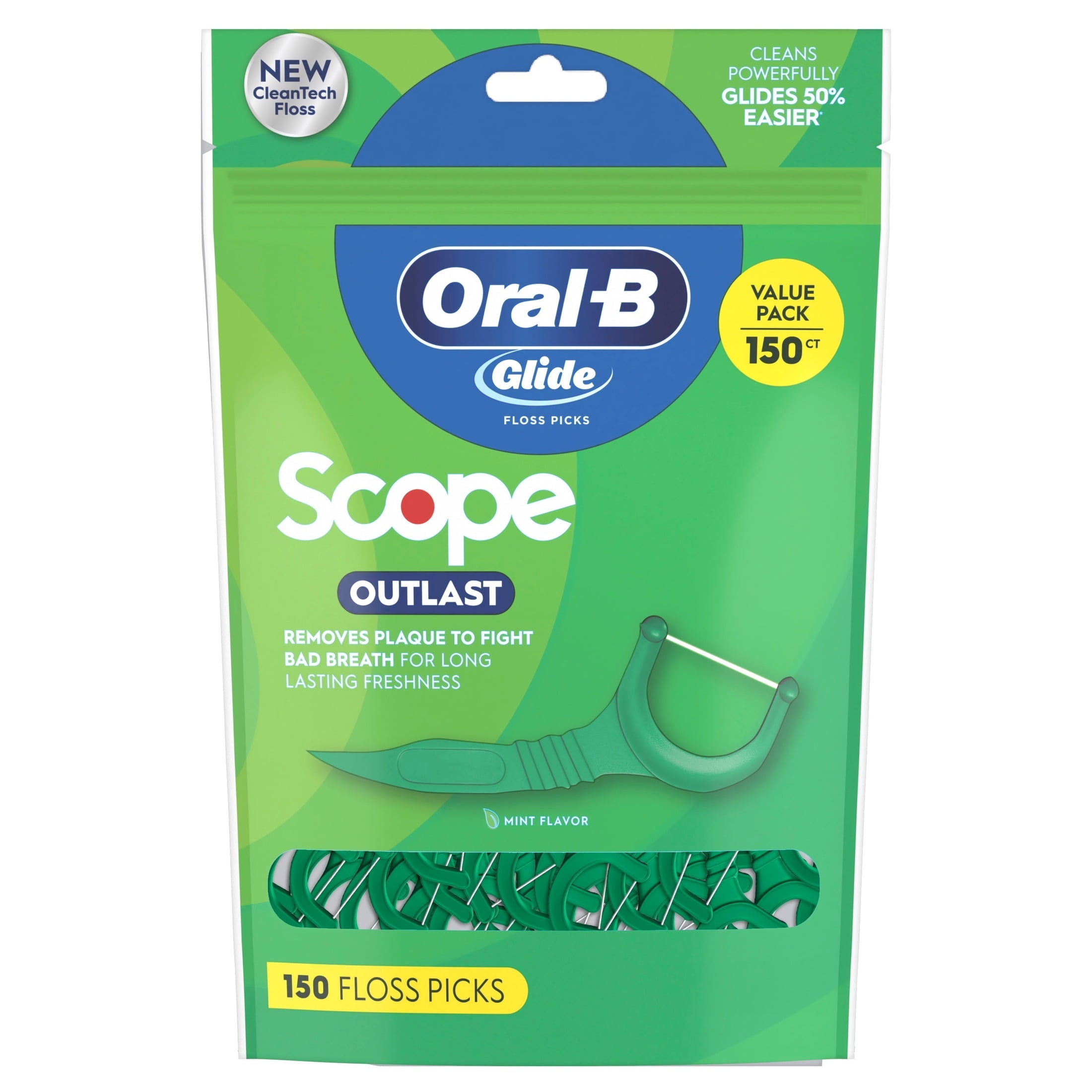Floss, Glide Mint Dental Floss Picks with Long Lasting Scope Flavor, 75 Picks